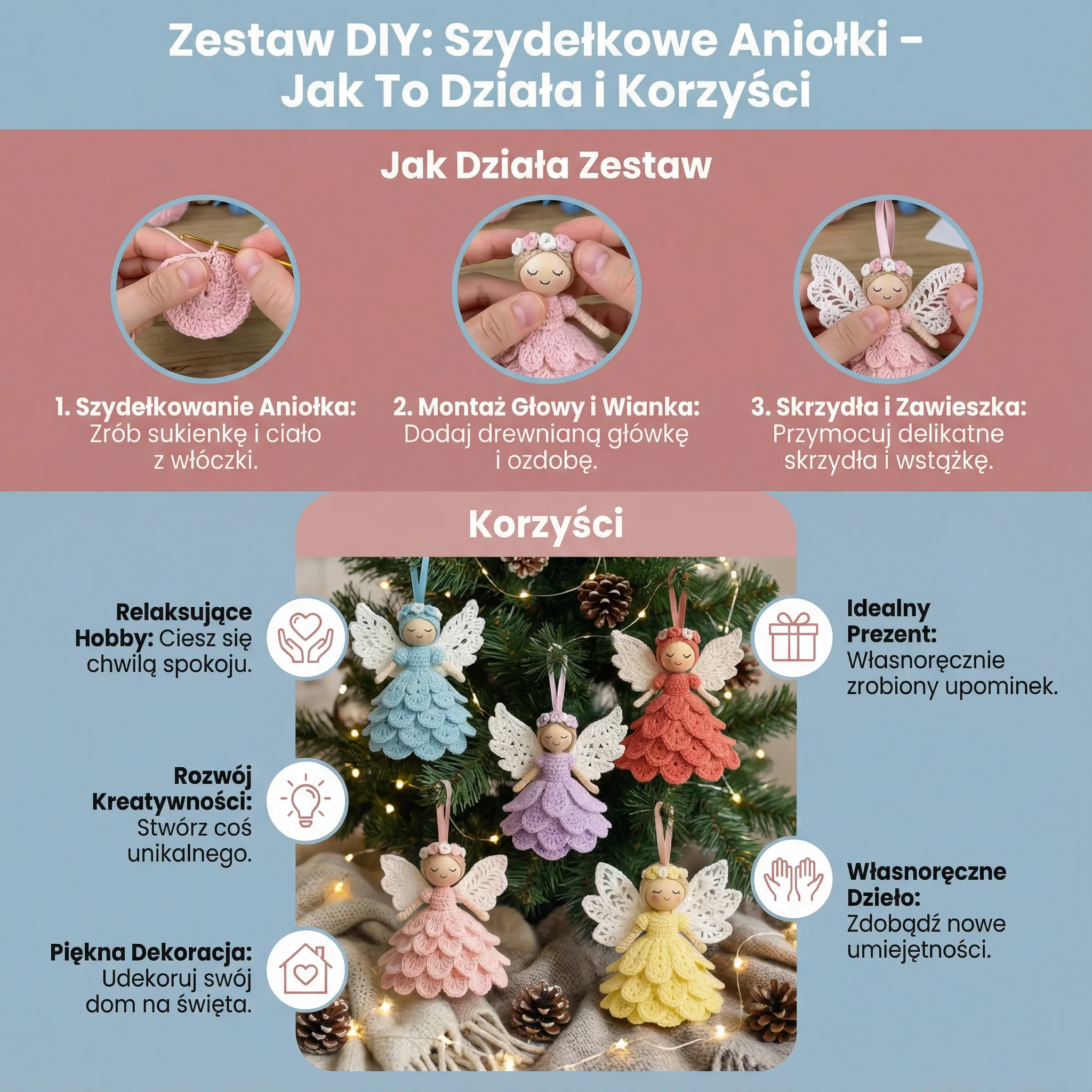 Aniołki na szydełku – zestaw DIY - Image 2