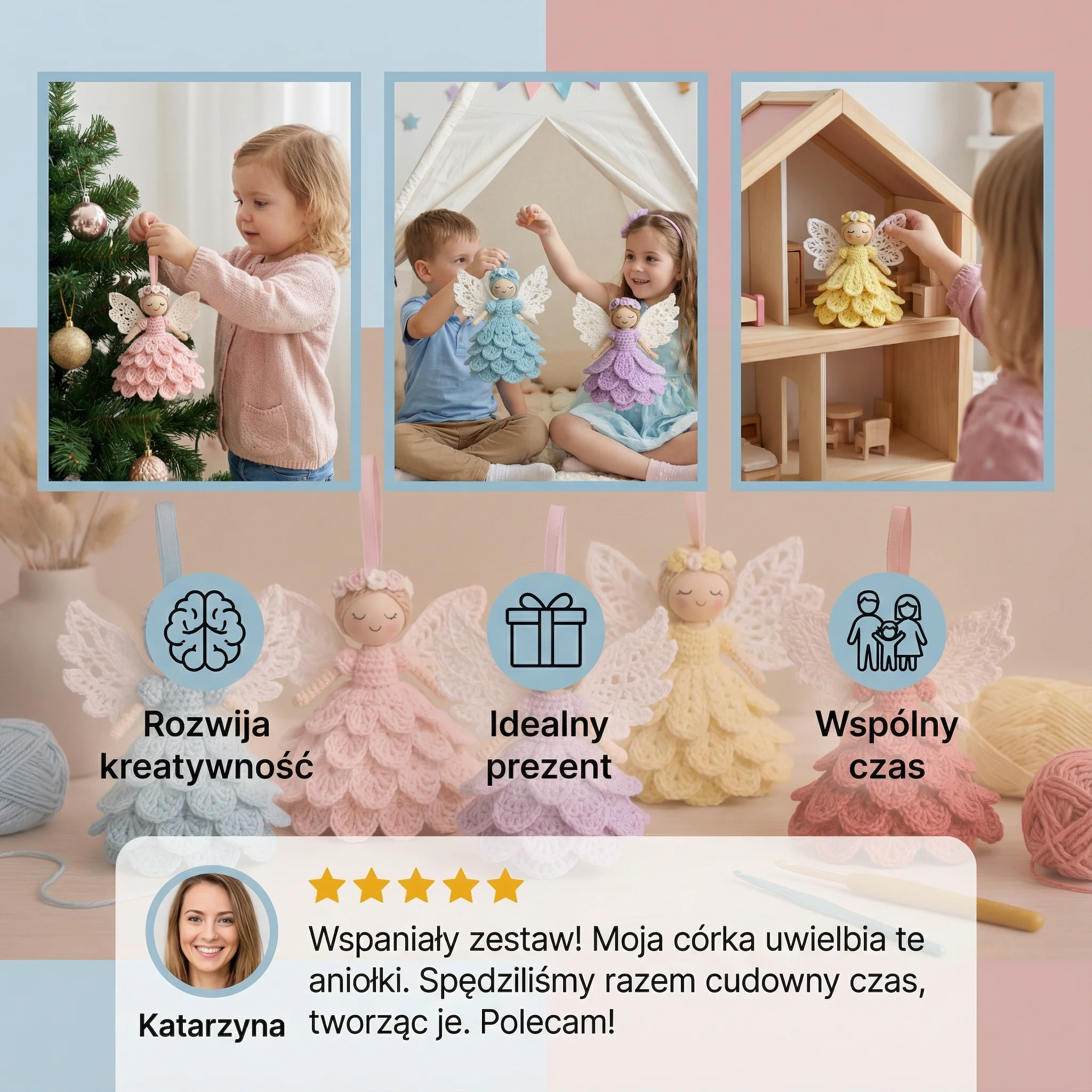 Aniołki na szydełku – zestaw DIY - Image 3