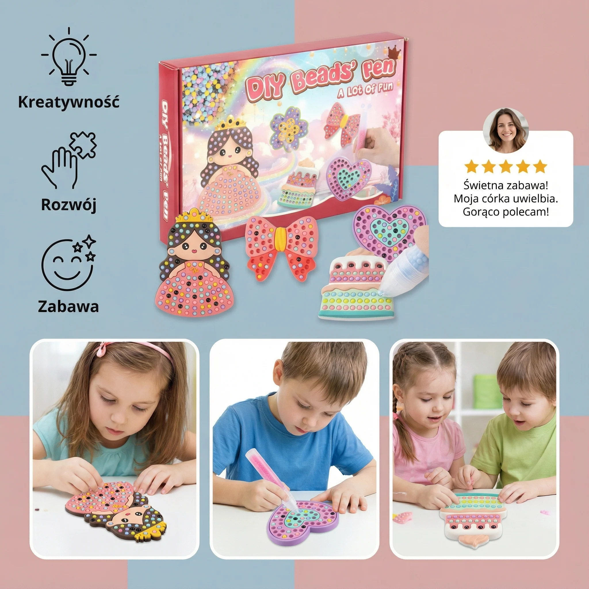 Czarodziejska malowanka koralikami – zestaw DIY dla dzieci - Image 3
