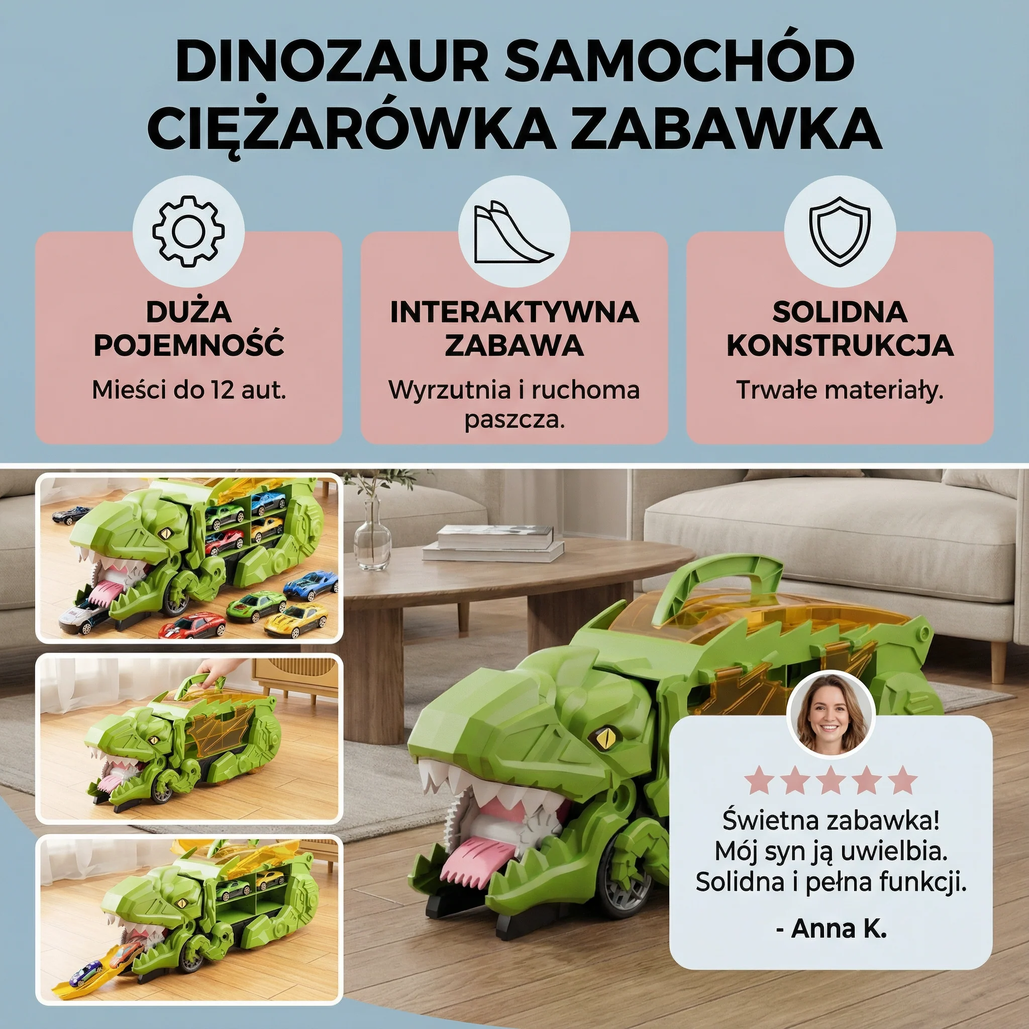 Dinozaur Samochód Ciężarówka Zabawka - Image 2