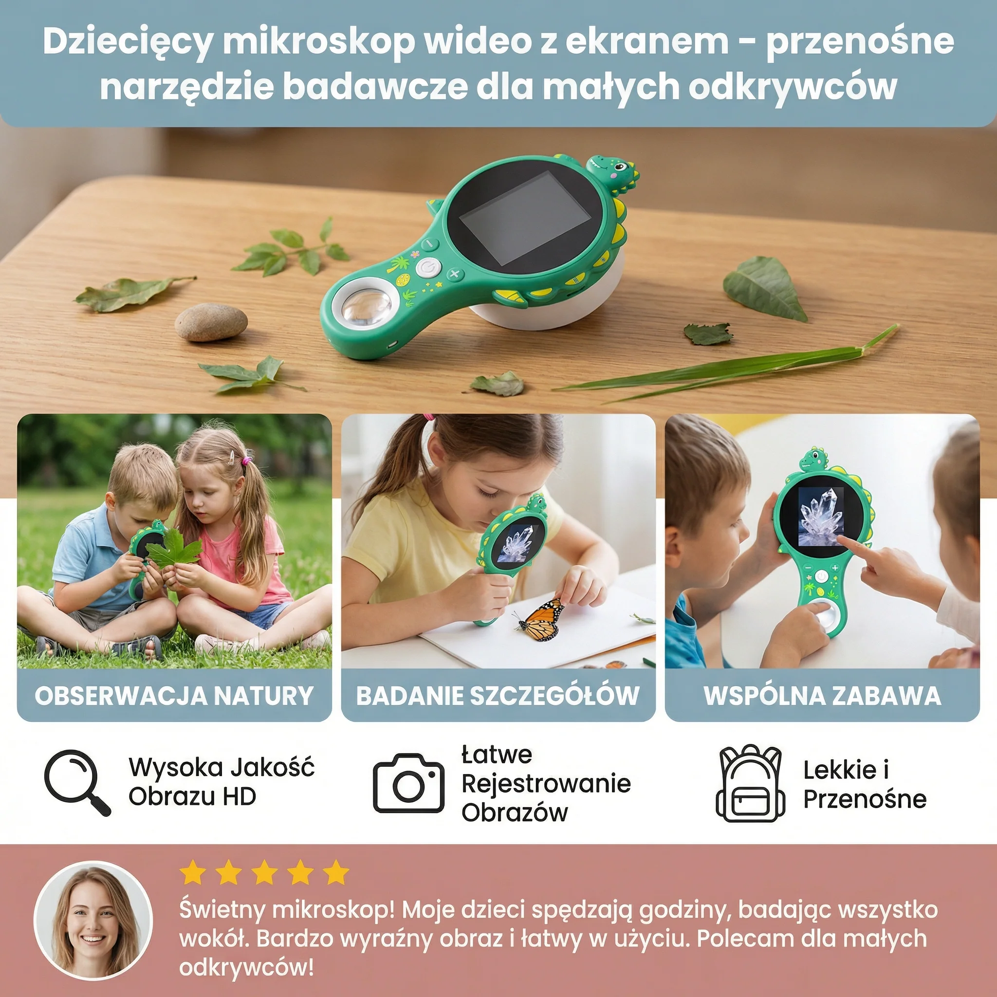Dziecięcy mikroskop wideo z ekranem – przenośne narzędzie badawcze dla małych odkrywców - Image 3