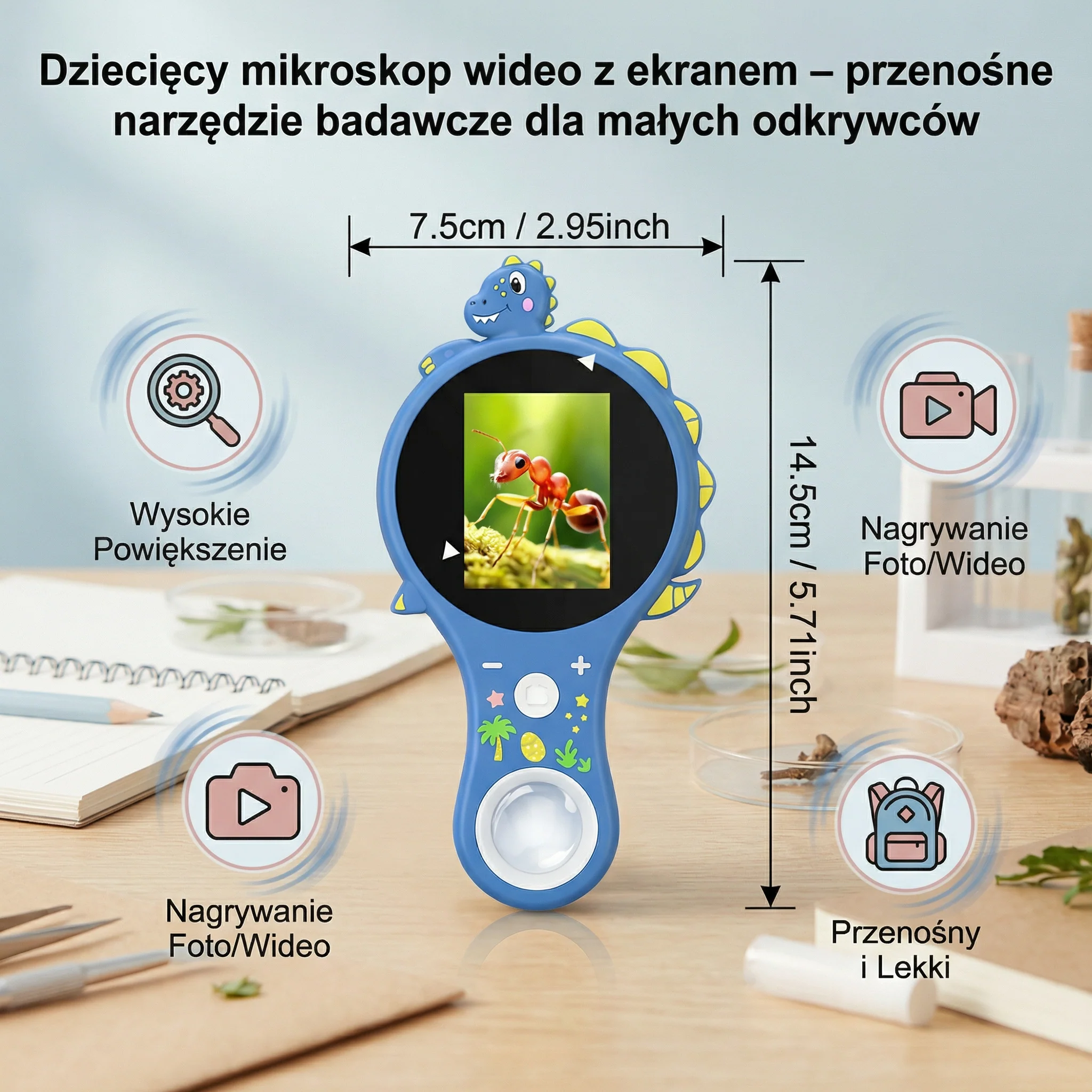 Dziecięcy mikroskop wideo z ekranem – przenośne narzędzie badawcze dla małych odkrywców - Image 5