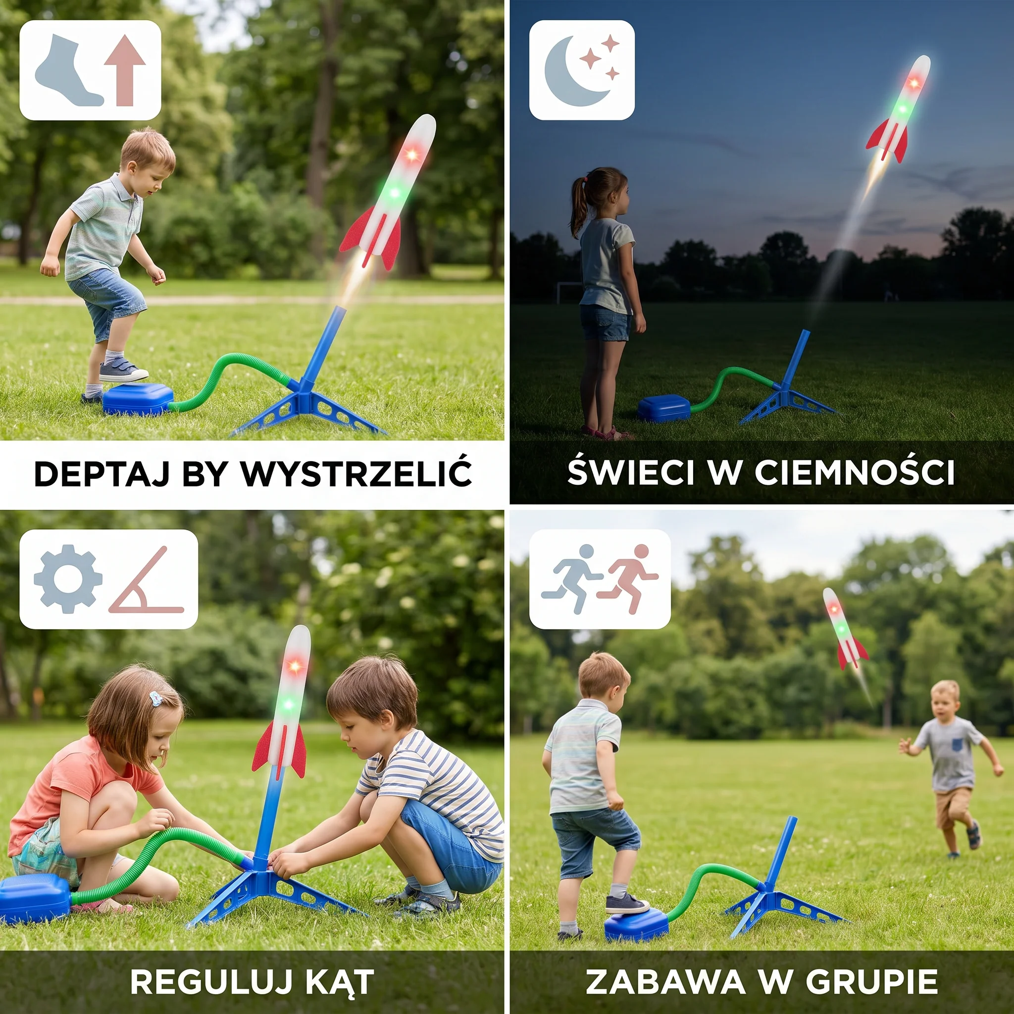 Dziecięcy Rakietowy Startowy Zestaw z Pompką Nożną – Świecąca Zabawka Powietrzna do Użytku na Zewnątrz - Image 5