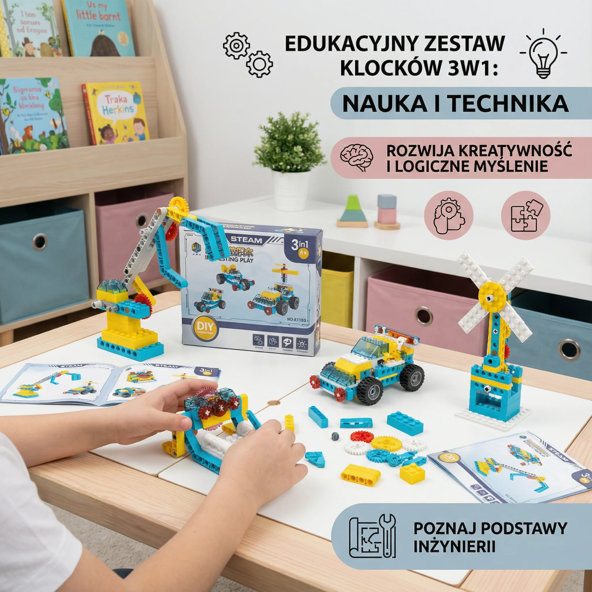 Edukacyjny zestaw klocków 3w1 nauka i technika - Image 2