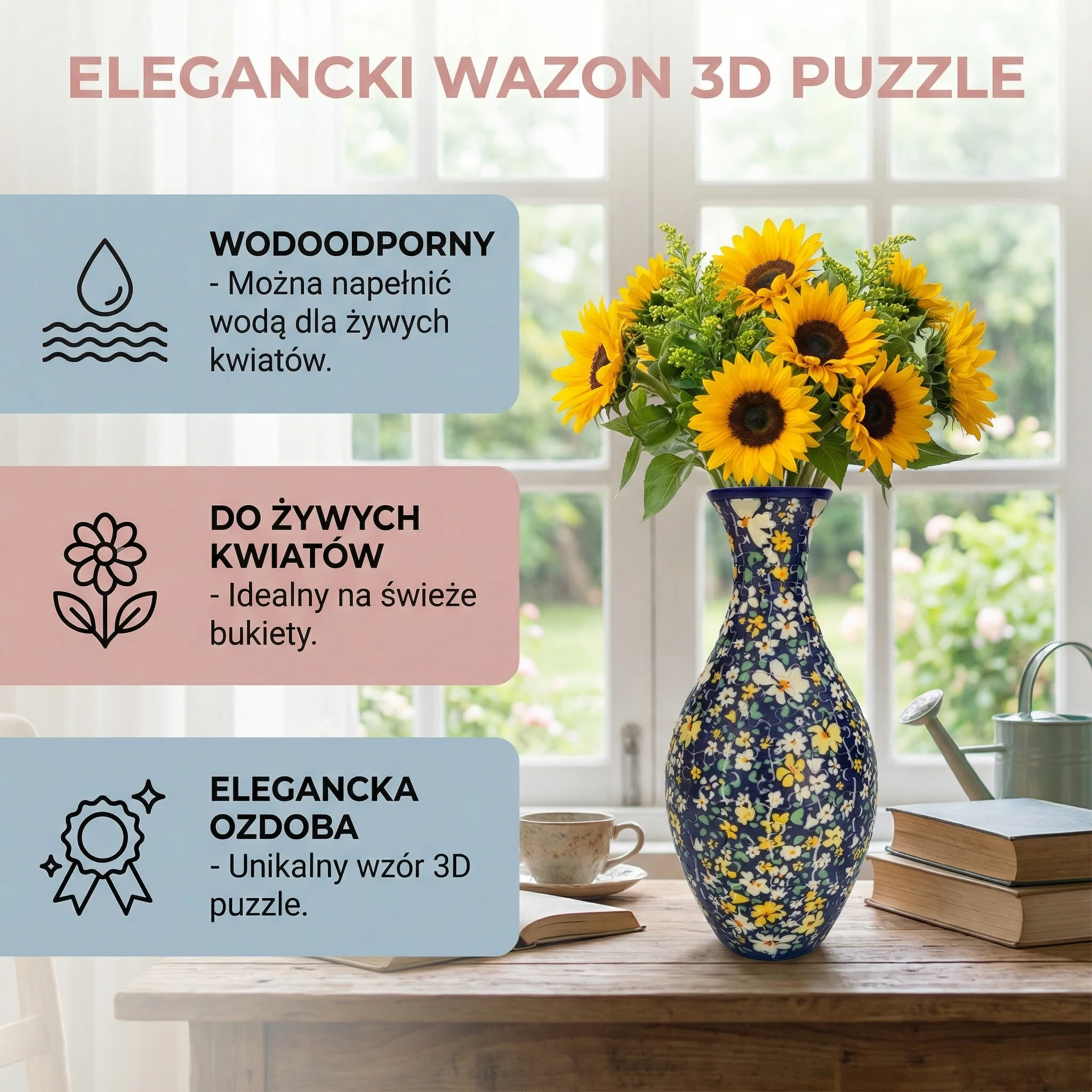 Elegancki wazon 3D puzzle – do prawdziwych kwiatów - Image 2