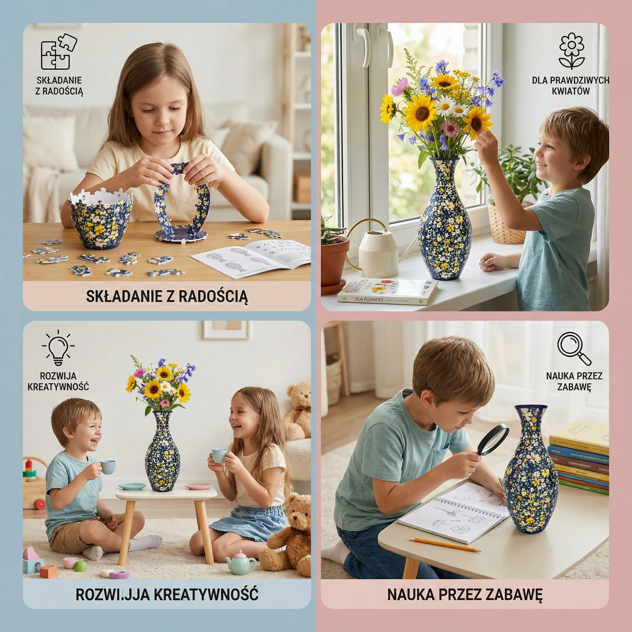 Elegancki wazon 3D puzzle – do prawdziwych kwiatów - Image 4