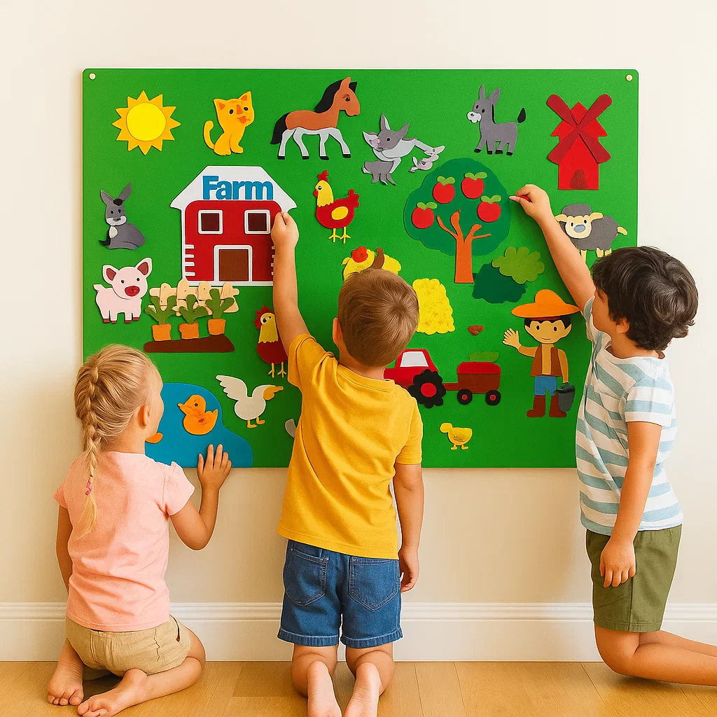 Filcowa plansza dla dzieci | Edukacyjny zestaw diy do nauki zwierząt , wyobraźni i zabawy w opowiadanie historii - Image 8