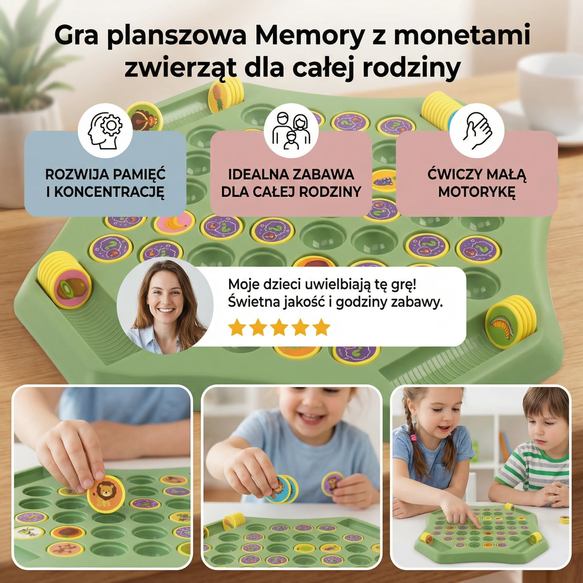 Gra planszowa Memory z monetami zwierząt dla całej rodziny - Image 3