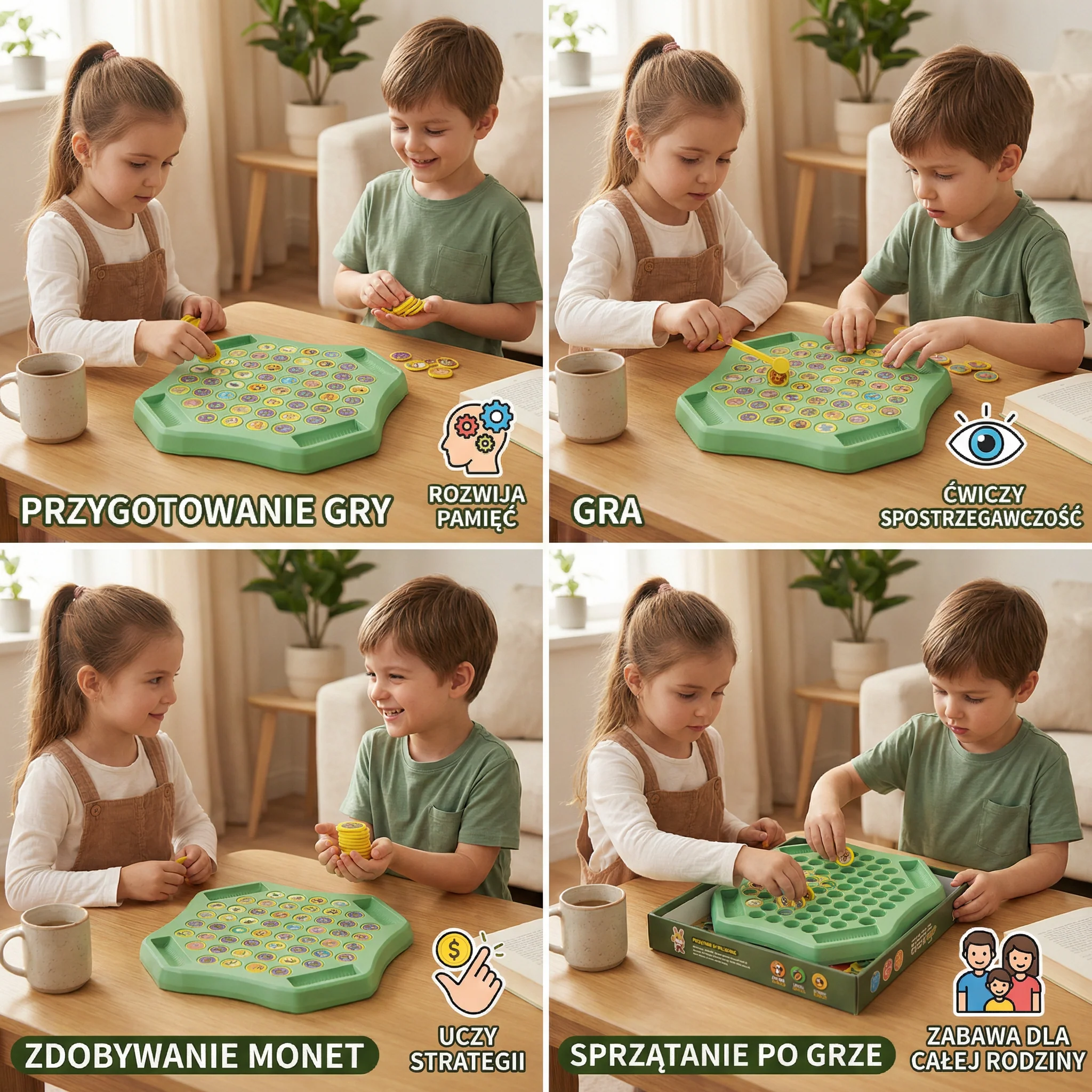Gra planszowa Memory z monetami zwierząt dla całej rodziny - Image 4