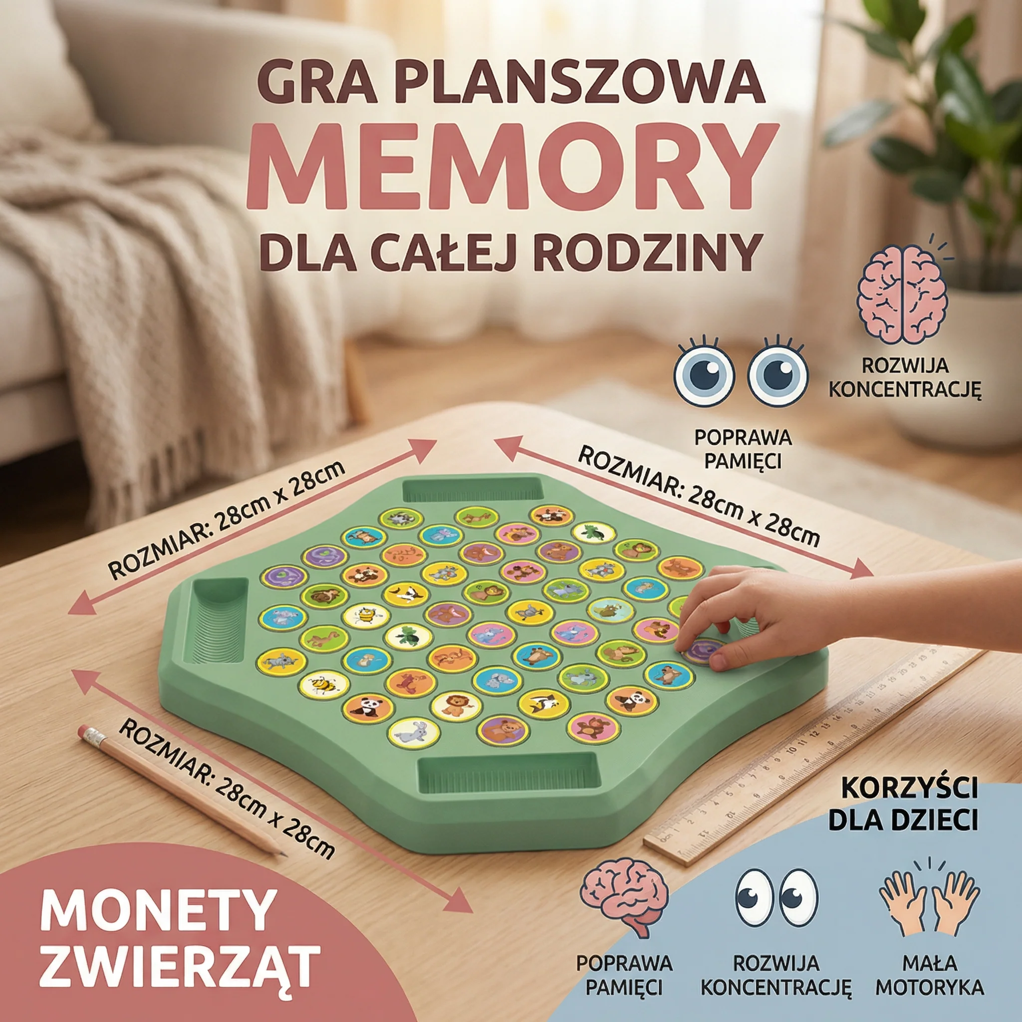Gra planszowa Memory z monetami zwierząt dla całej rodziny - Image 5