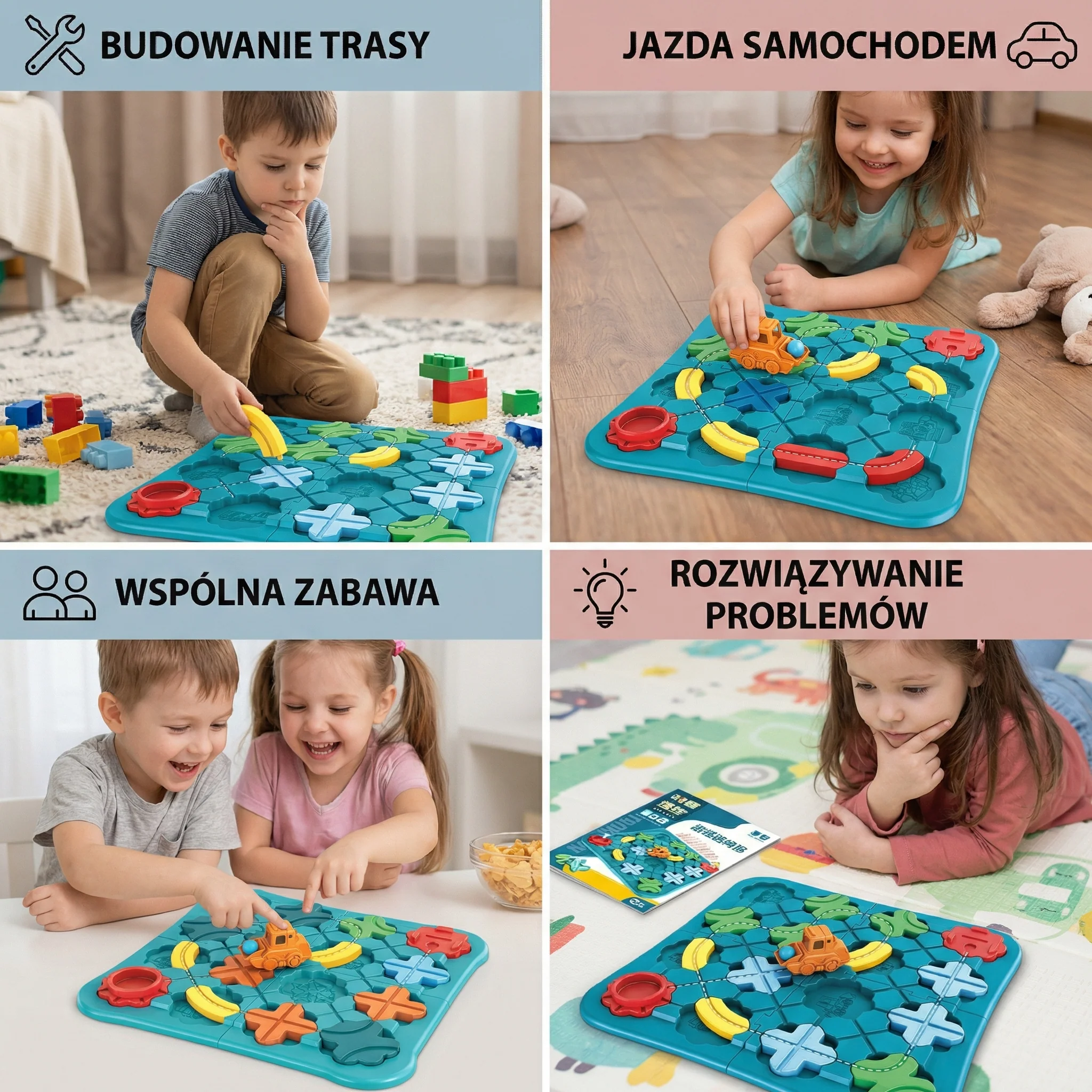 Gra w labirynt dla dzieci ⎜ Edukacyjna zabawka z torami drogowymi z kulkami i samochodem do zabawy logicznej i rozwiązywania problemów. - Image 4