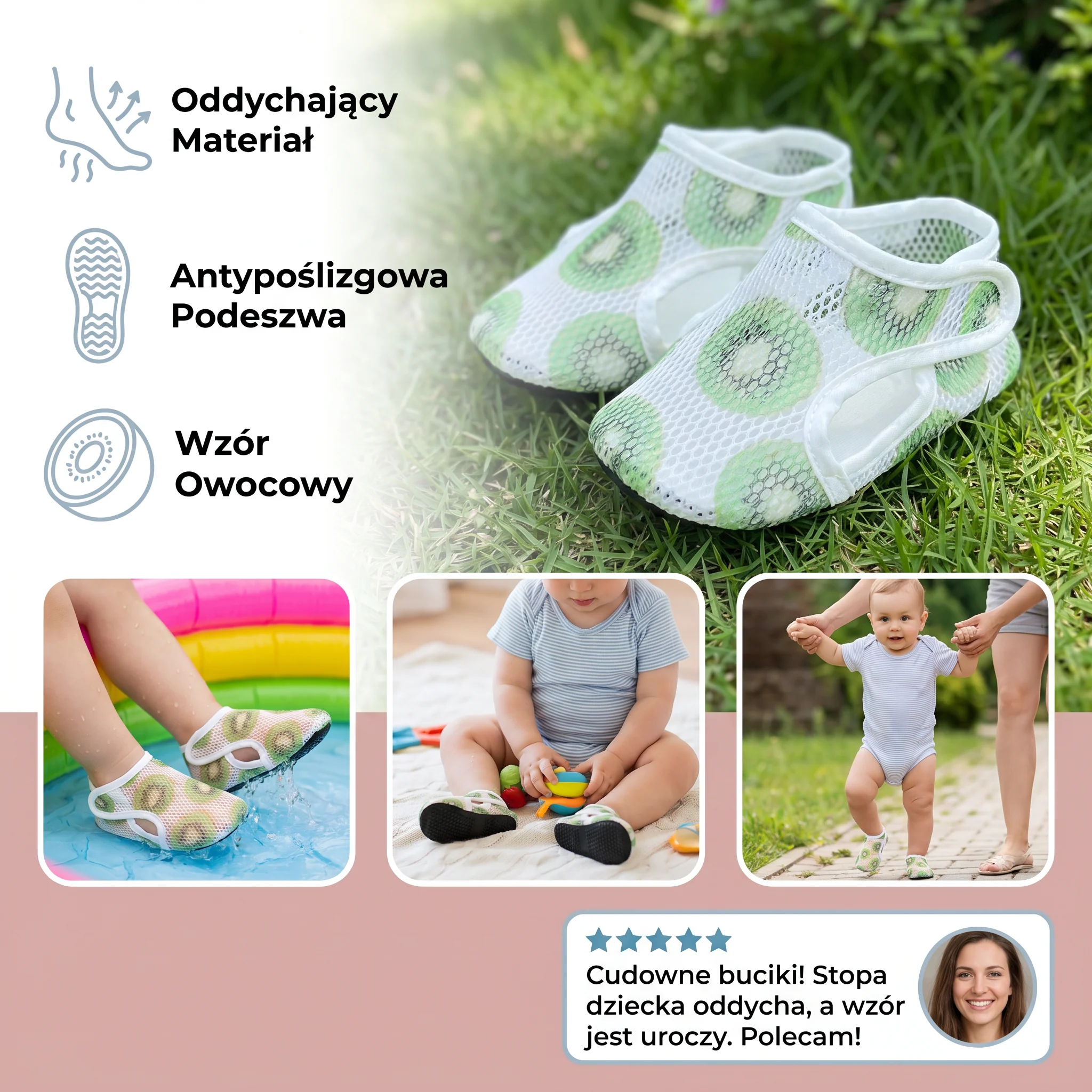 Letnie buty dziecięce z oddychającego materiału w owocowy wzór - Image 3