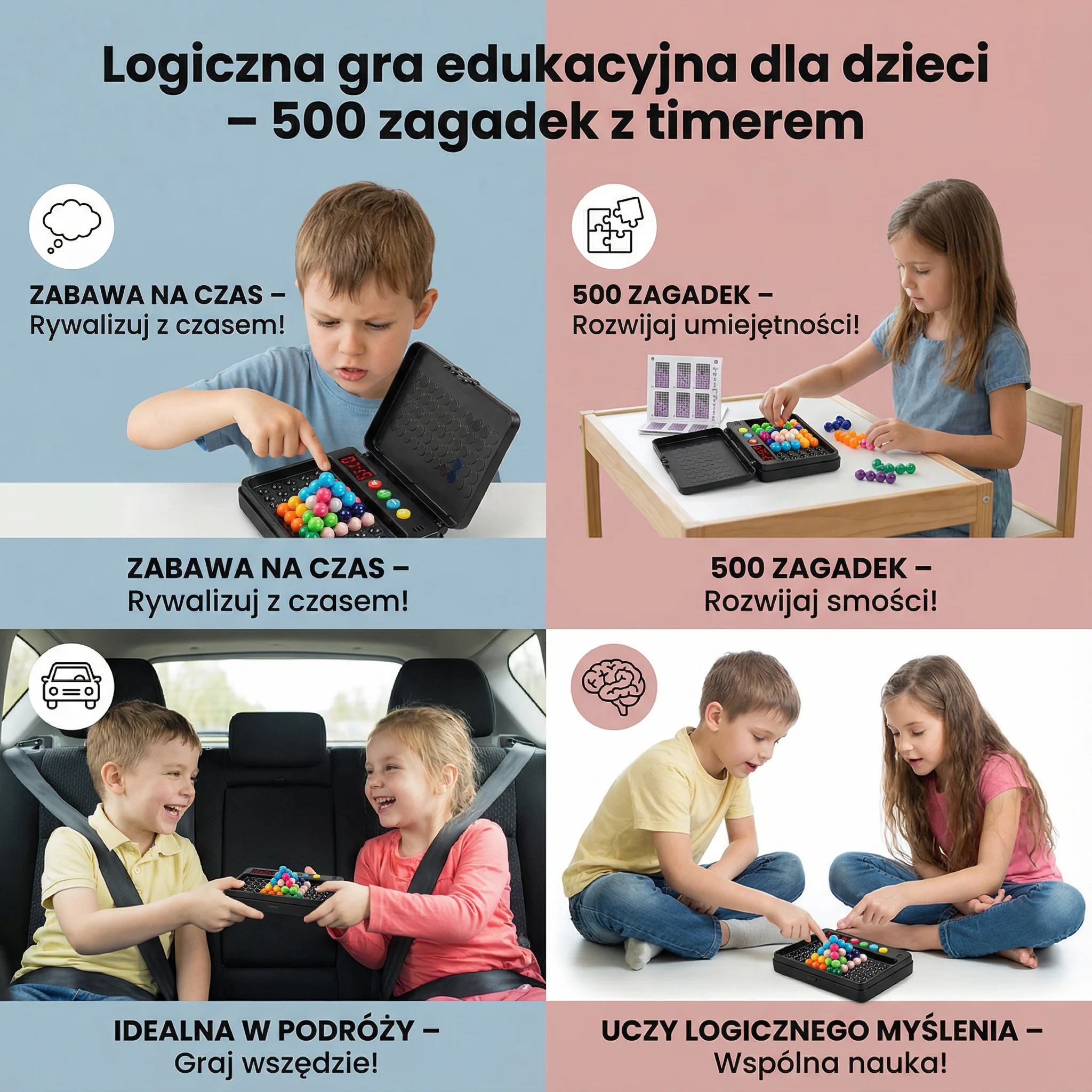 Logiczna gra edukacyjna dla dzieci – 500 zagadek z timerem - Image 4