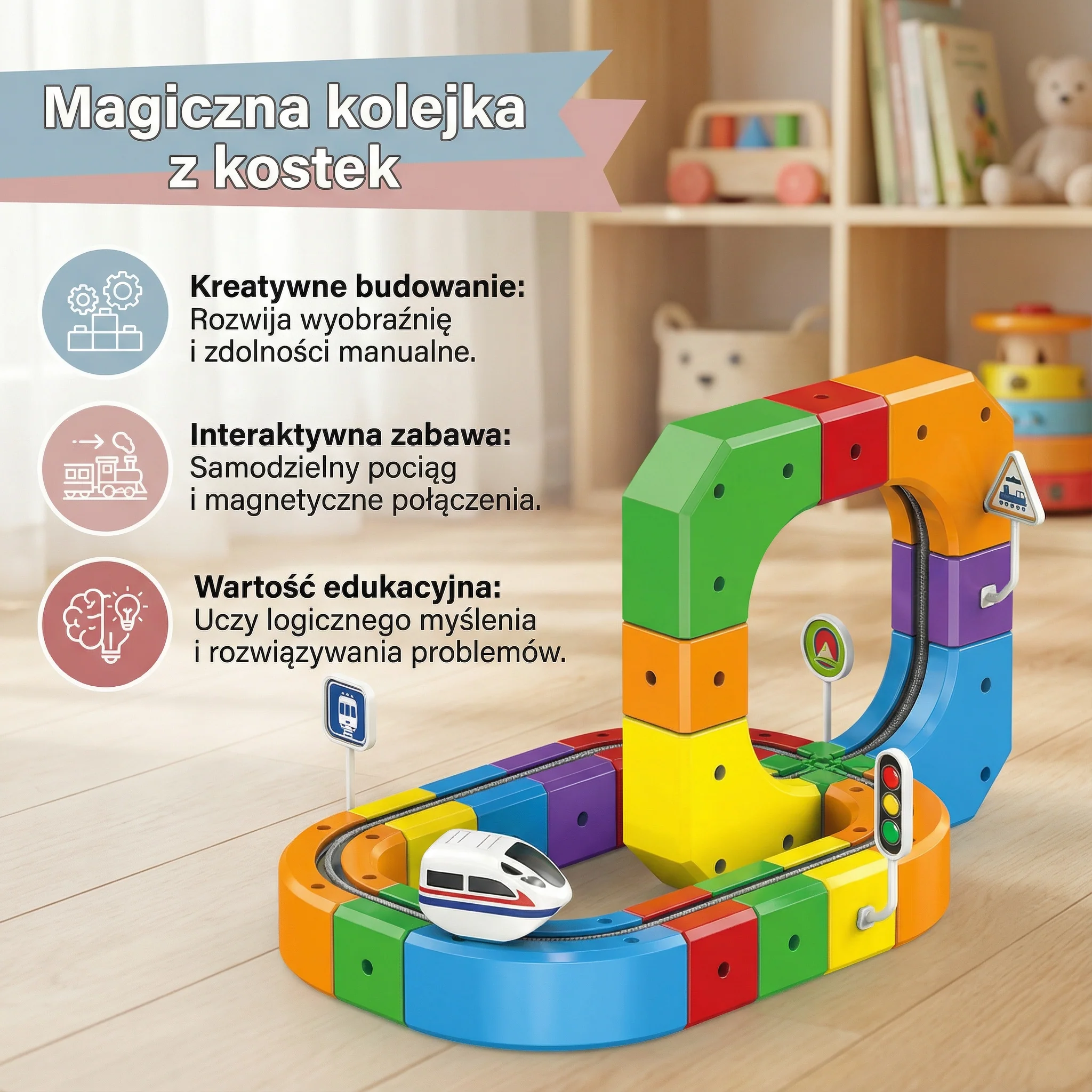 Magiczna kolejka z kostek – zabawka dla dzieci - Image 2