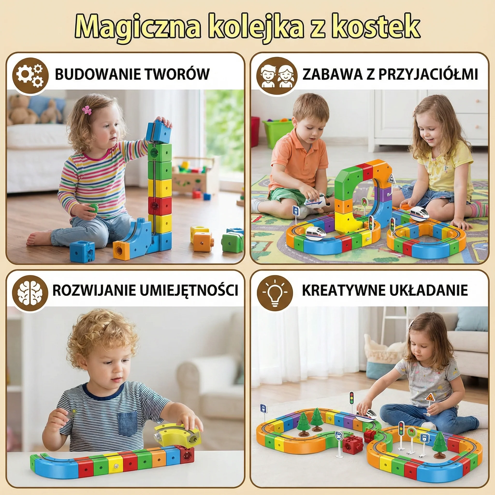 Magiczna kolejka z kostek – zabawka dla dzieci - Image 4