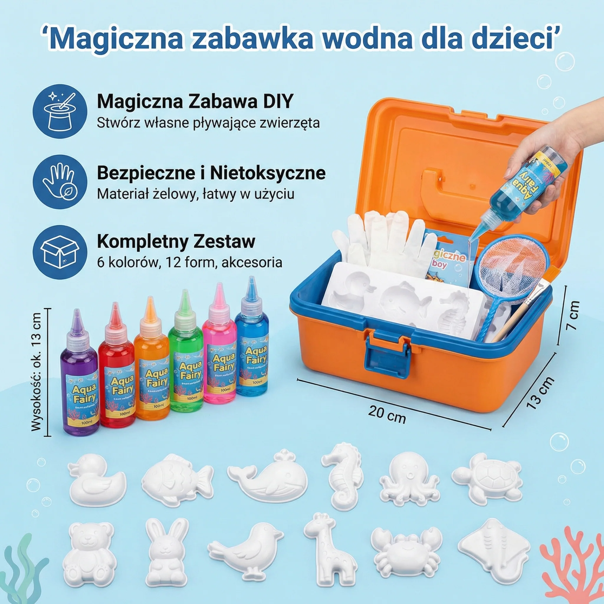 Magiczna zabawka wodna dla dzieci | Kreatywny zestaw diy do tworzenia pływających zwierząt w wodzie - Image 5