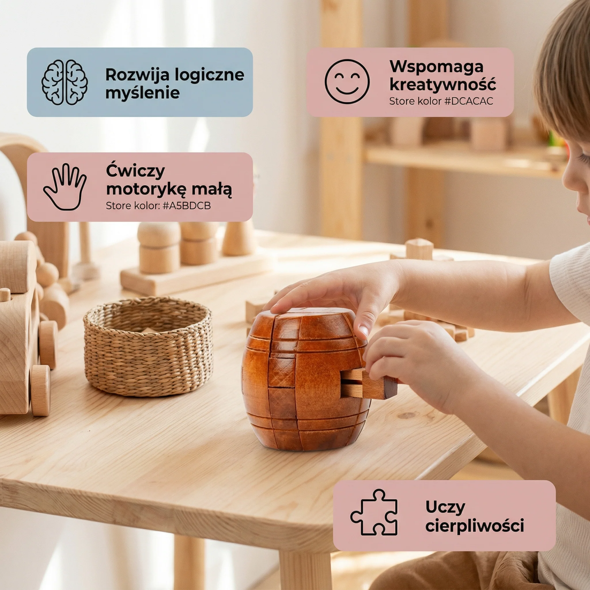 Montessori 3D drewniana gra edukacyjna – łamigłówka puzzle - Image 2
