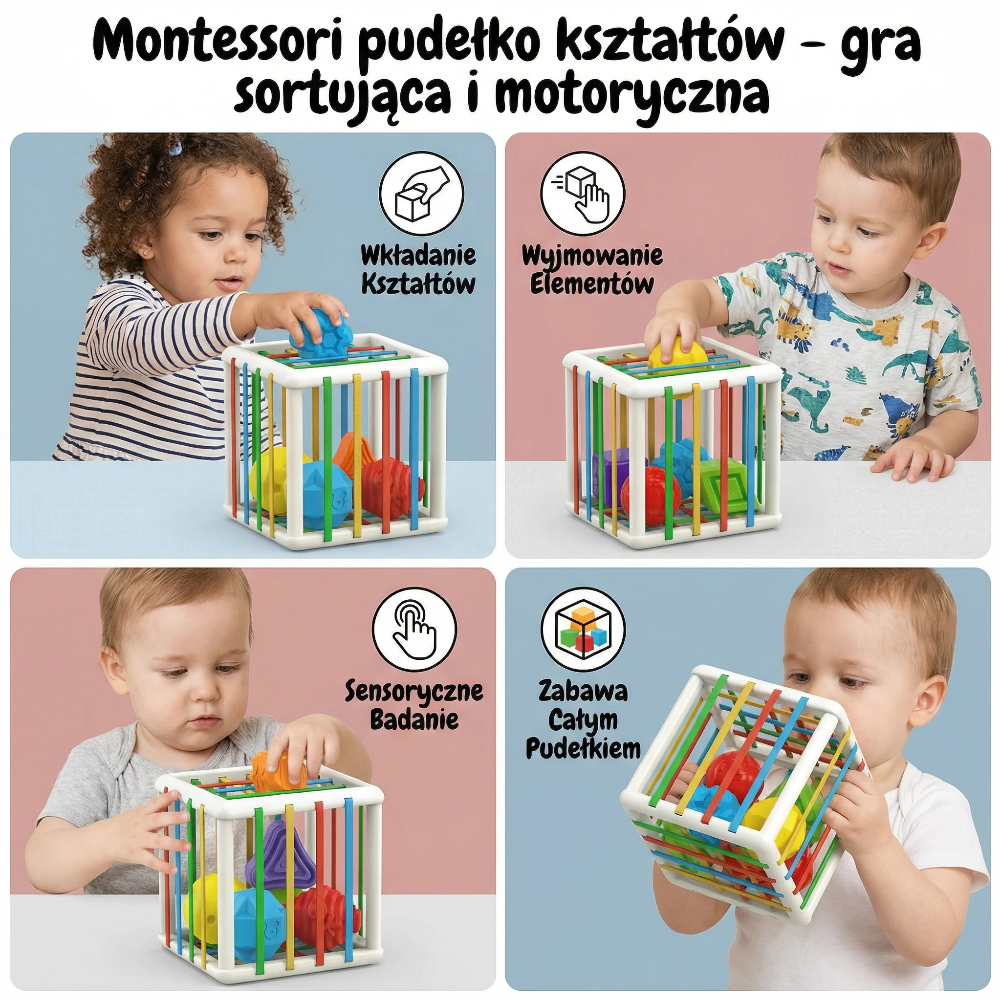 Montessori pudełko kształtów – gra sortująca i motoryczna - Image 4