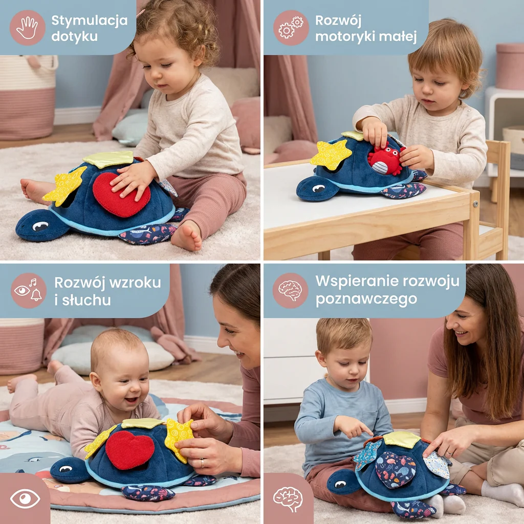 Montessori Turtle Activity Toy – Miękka Zabawka Sensoryczna dla Dzieci - Image 4