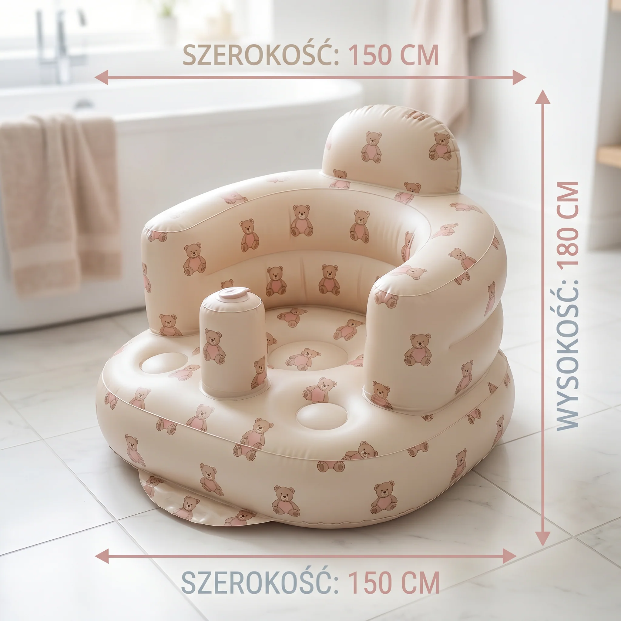 Nadmuchiwane Siedzenie dla Niemowląt z Wzorem Misia do Siedzenia i Kąpieli - Image 6