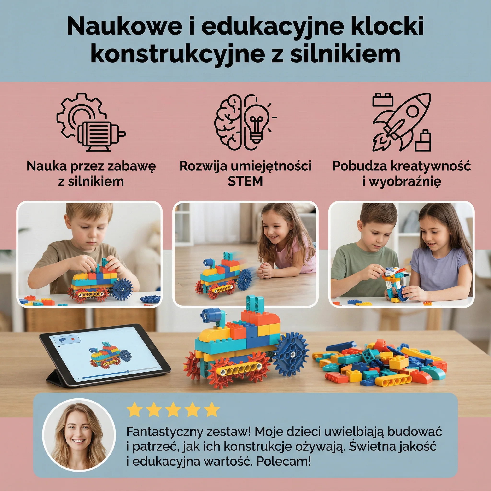 Naukowe i edukacyjne klocki konstrukcyjne z silnikiem - Image 3