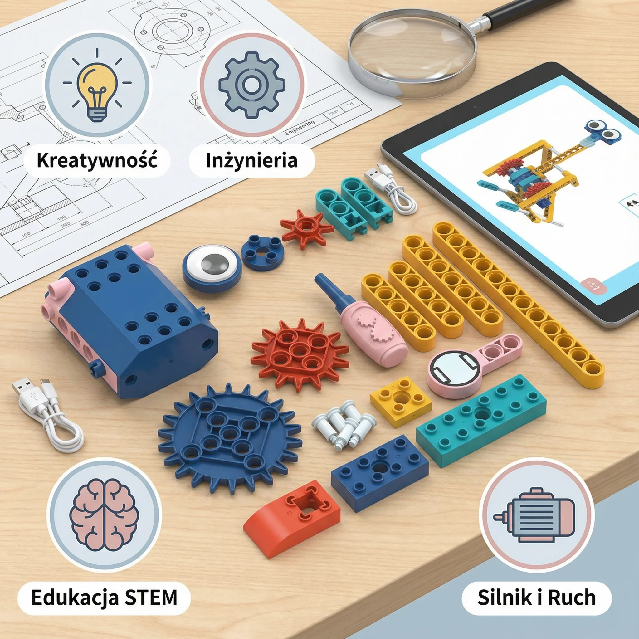 Naukowe i edukacyjne klocki konstrukcyjne z silnikiem - Image 5