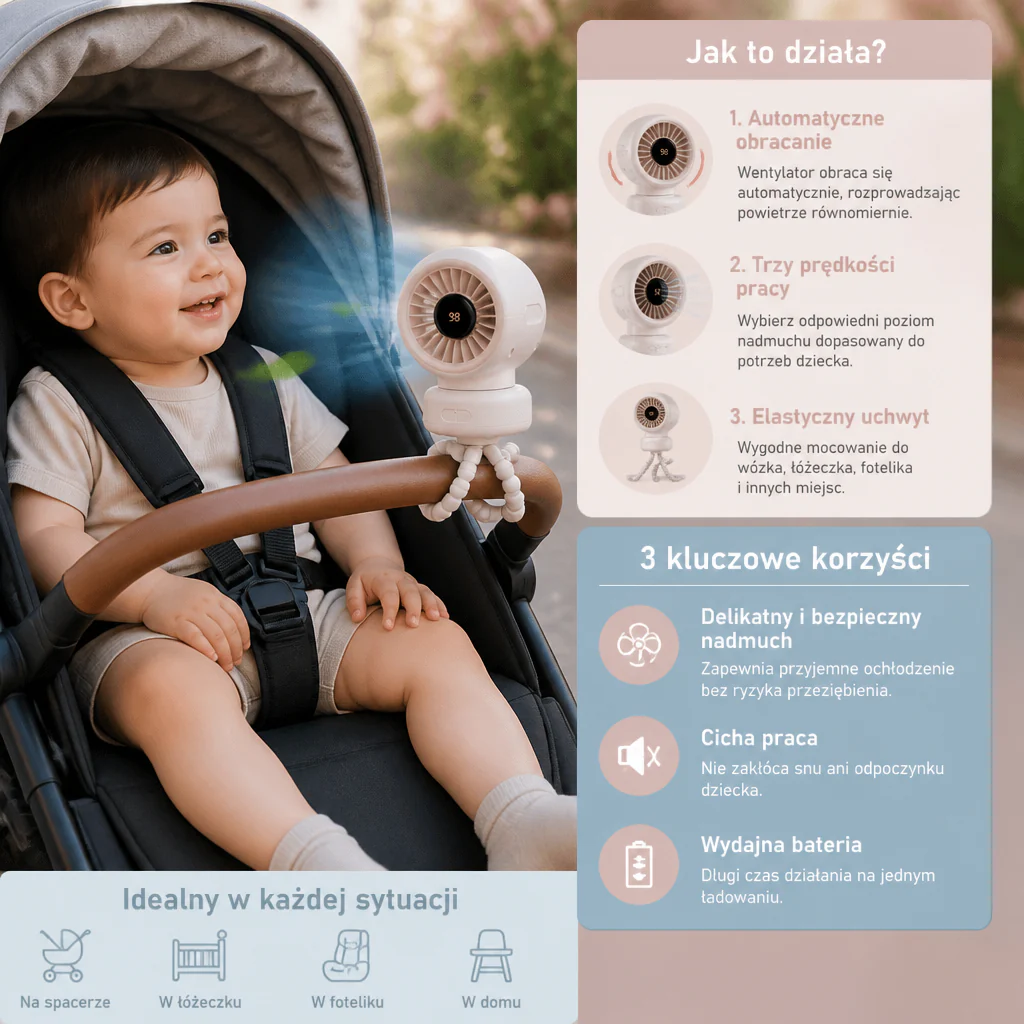 Przenośny Wentylator Mini z Klipsem do Wózka, Łóżeczka i Codziennego Użytku - Image 3