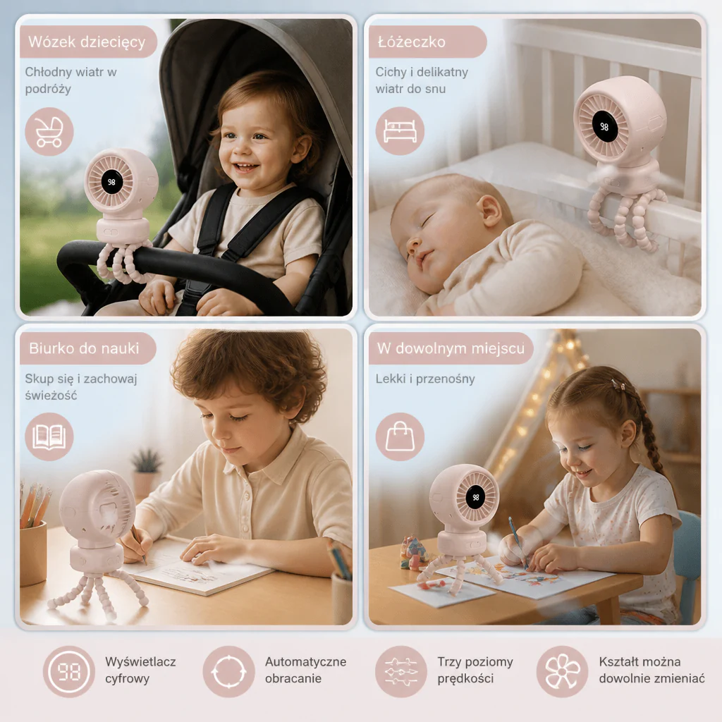 Przenośny Wentylator Mini z Klipsem do Wózka, Łóżeczka i Codziennego Użytku - Image 4
