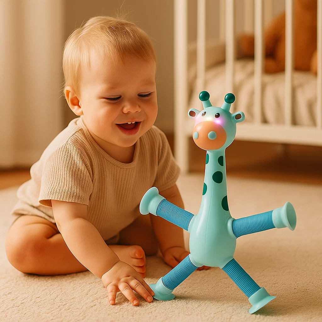 Sensoryczna żyrafa z przyssawką – zabawka dla niemowląt - Image 8