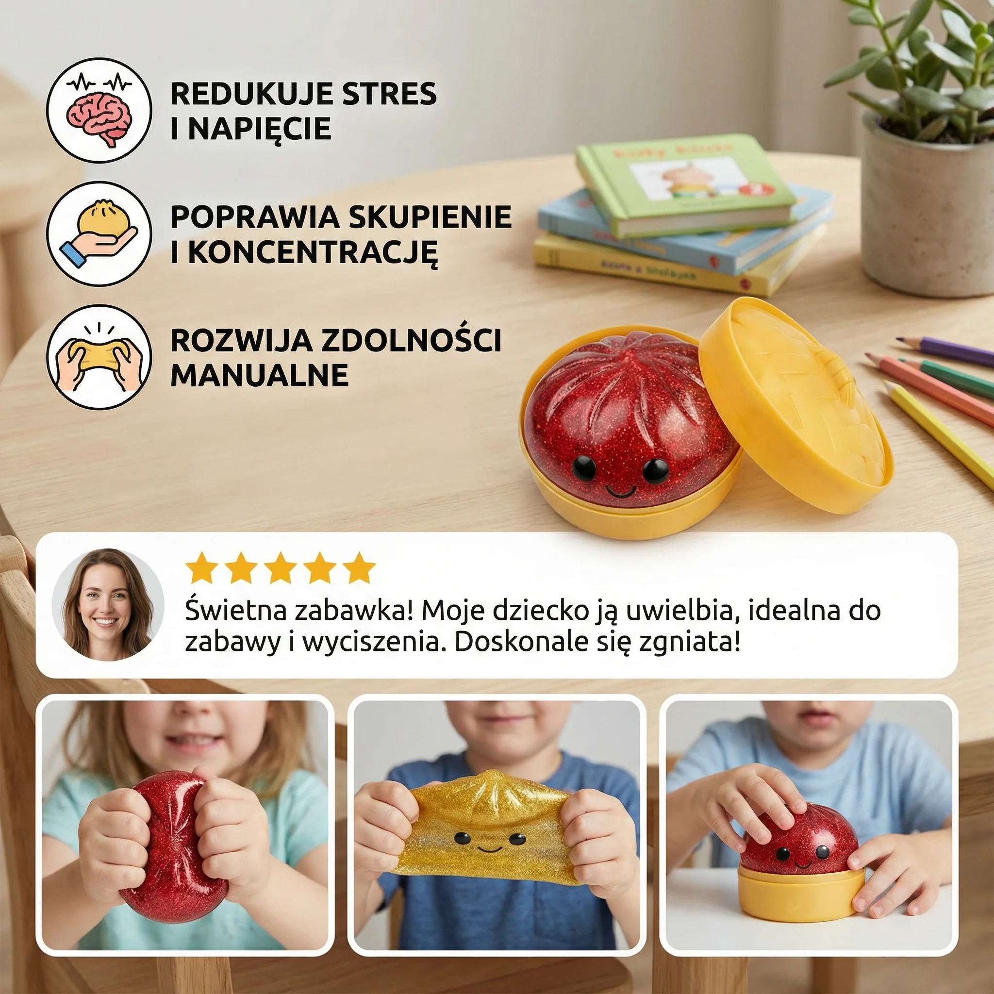 Squishy Fidget Toy – Kawaii Piłka do Ściskania na Stres - Image 3