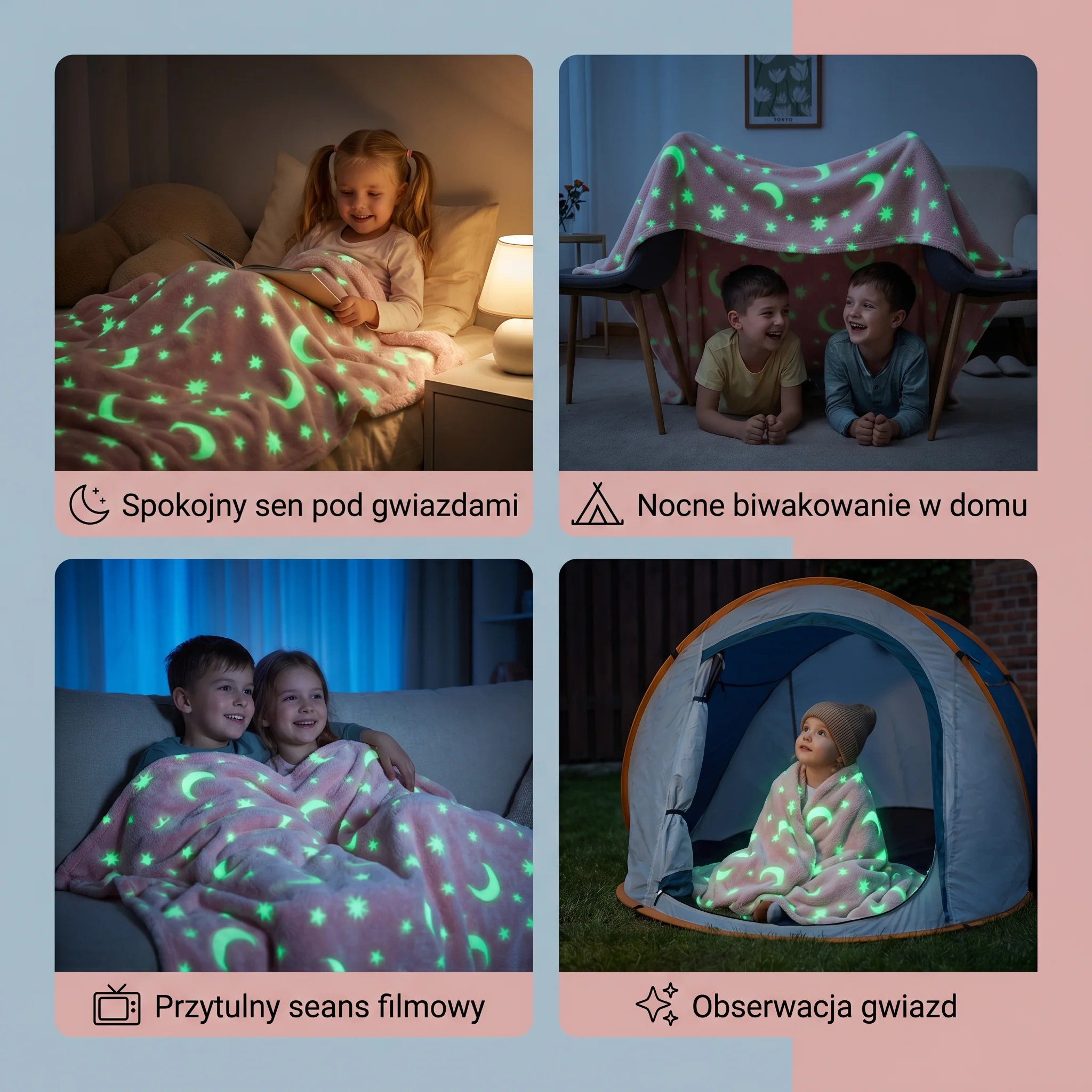 Świecący Koc w Gwiazdy – Fluorescencyjny Przytulny Koc - Image 4