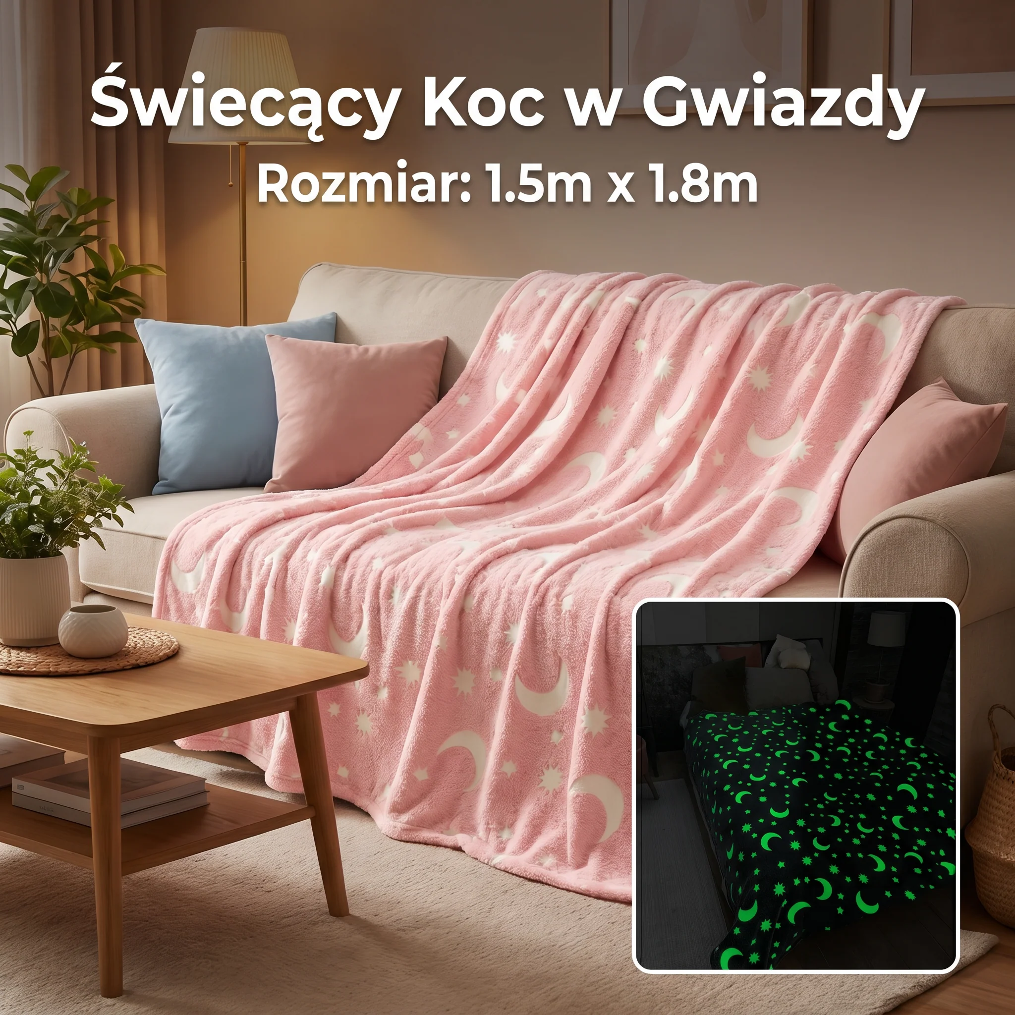 Świecący Koc w Gwiazdy – Fluorescencyjny Przytulny Koc - Image 6