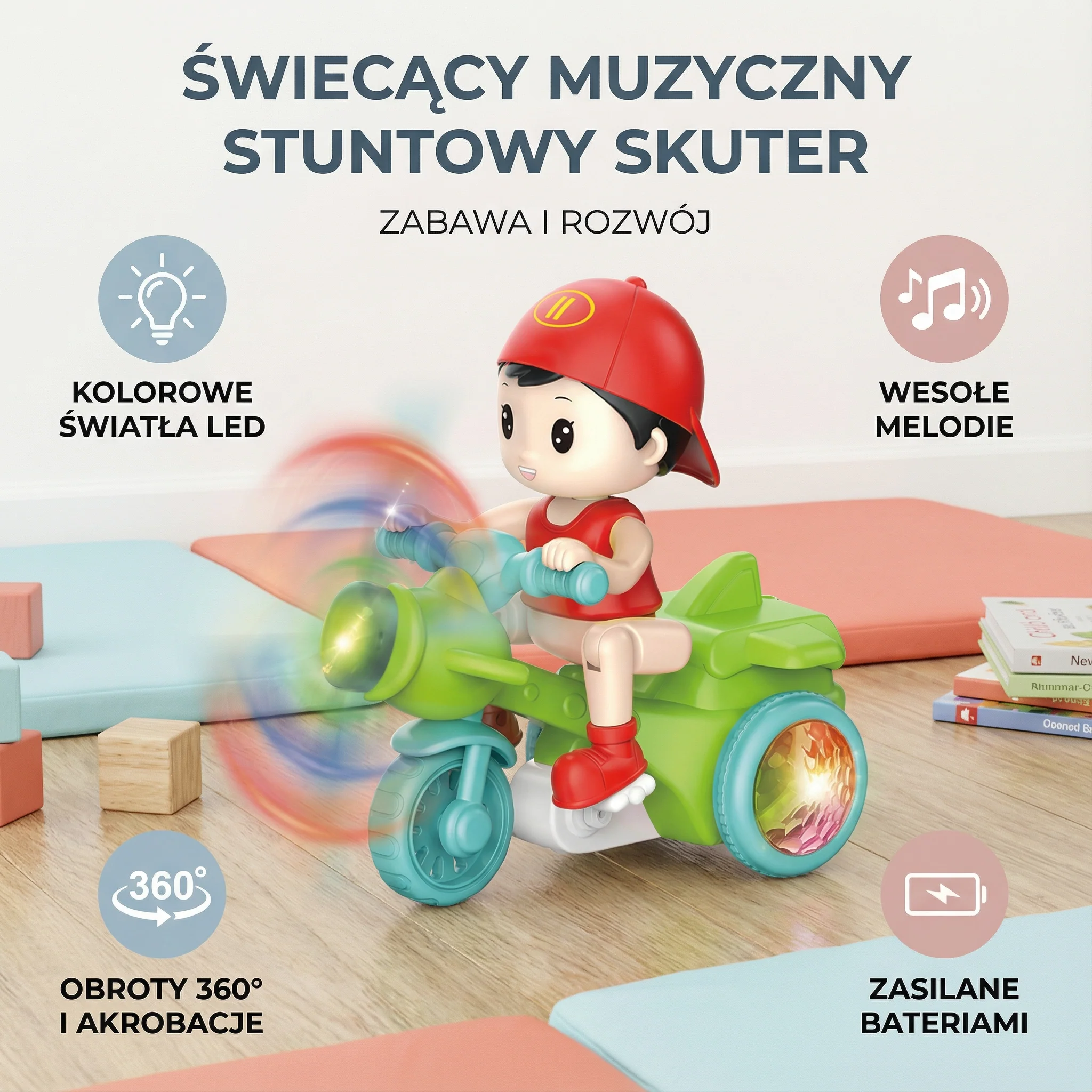 Świecący muzyczny stuntowy skuter dla dzieci - Image 2