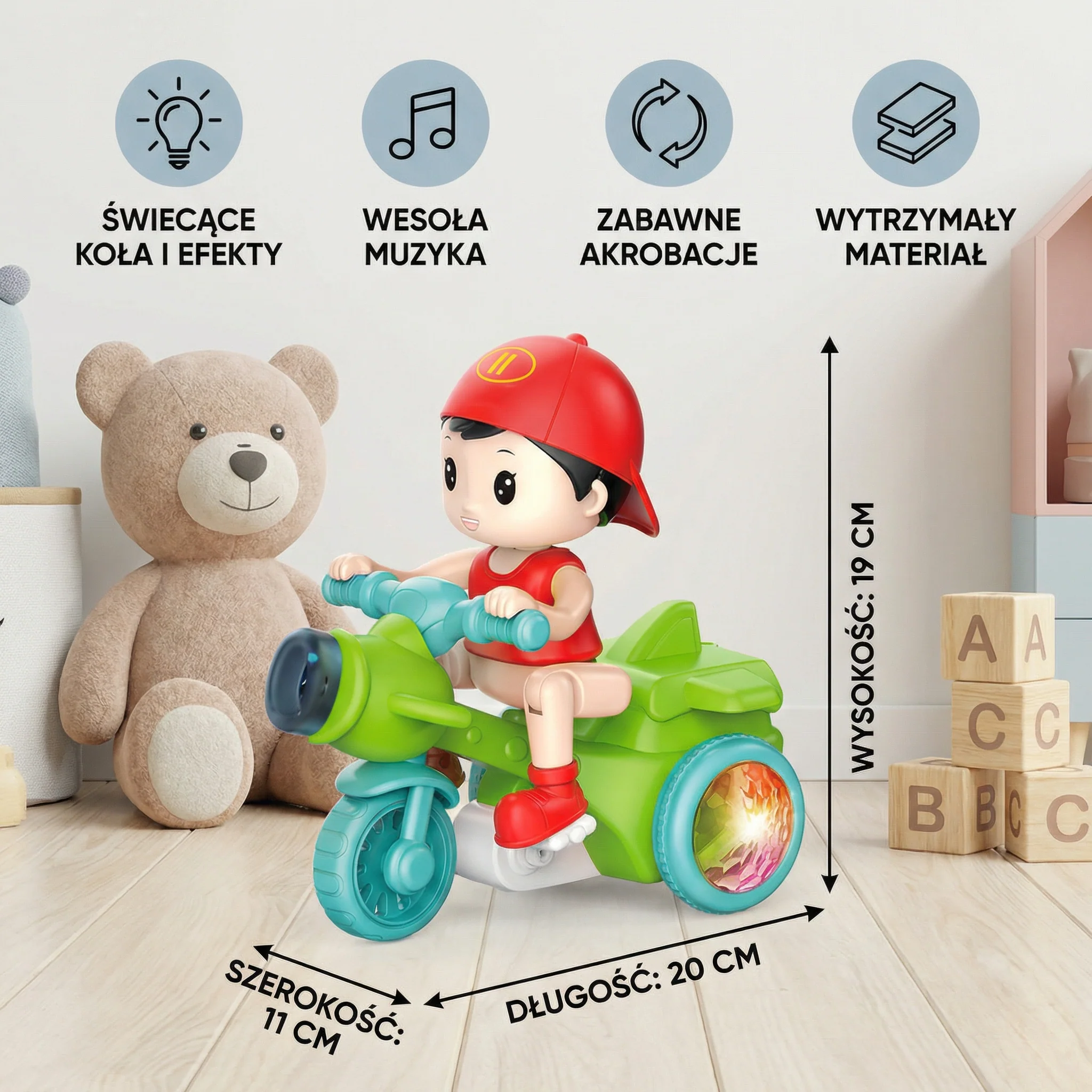 Świecący muzyczny stuntowy skuter dla dzieci - Image 5