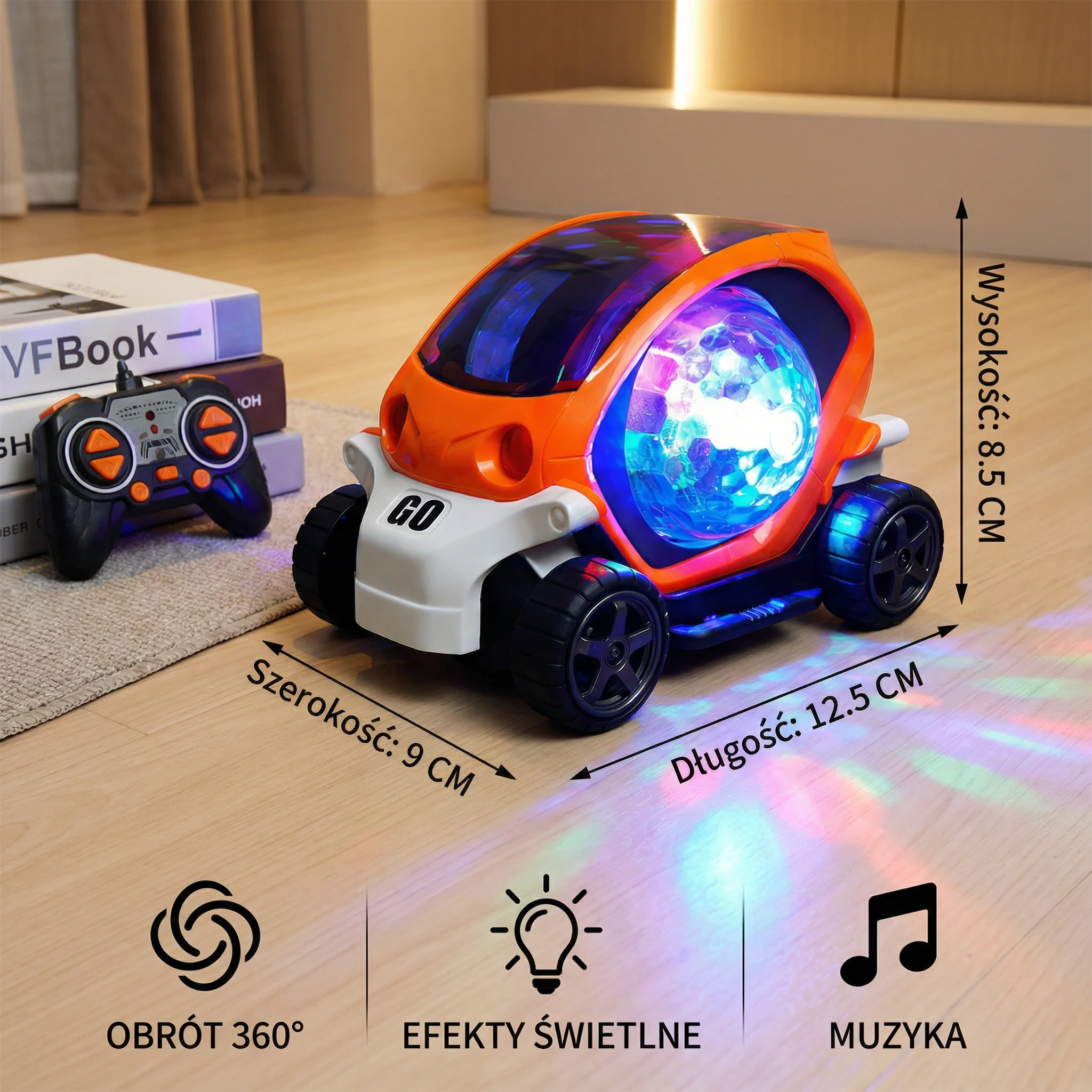 Świecący samochód kaskaderski 360° z muzyką - Image 5