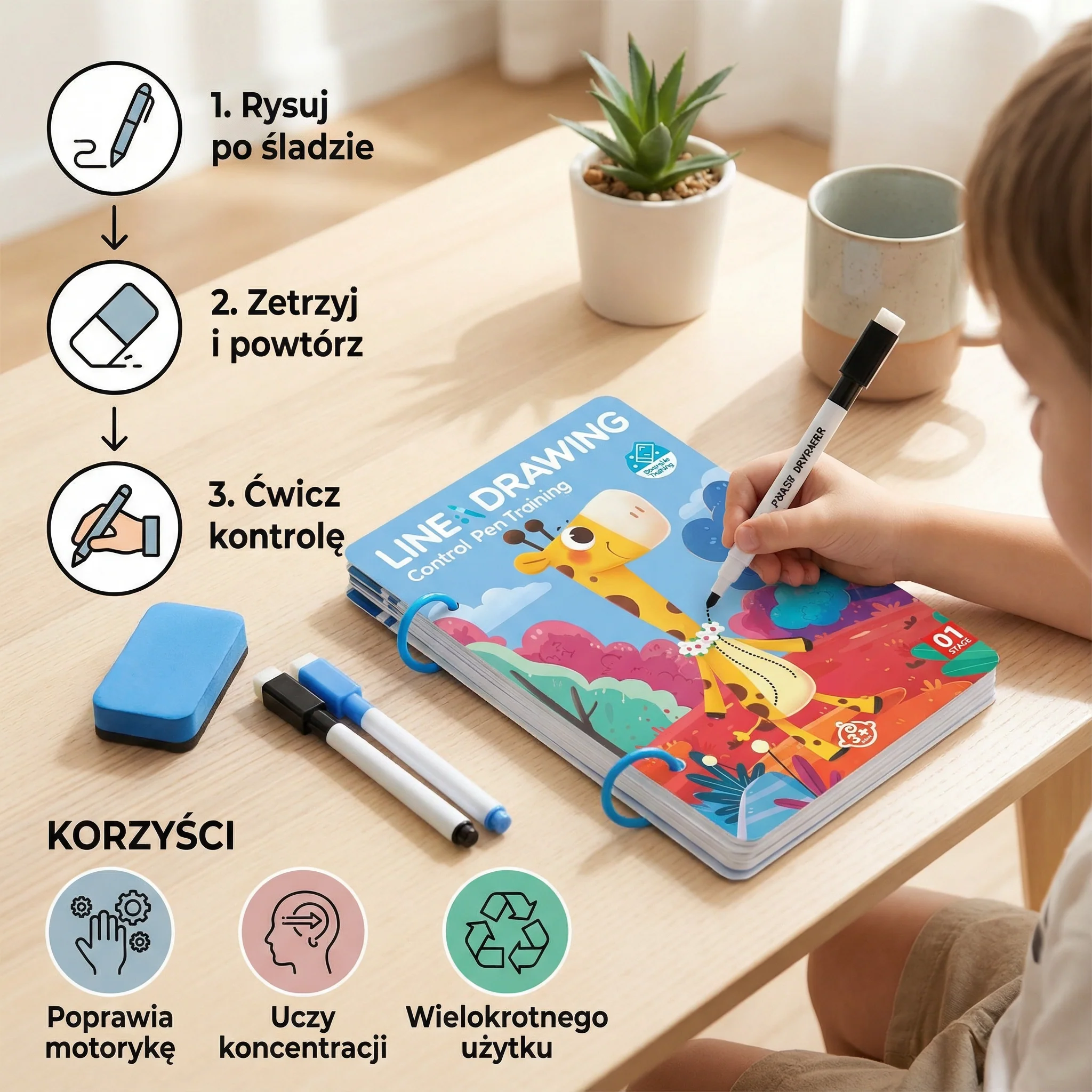 Treningowa Książka do Nauki Kontroli Długopisu dla Dzieci - Image 2