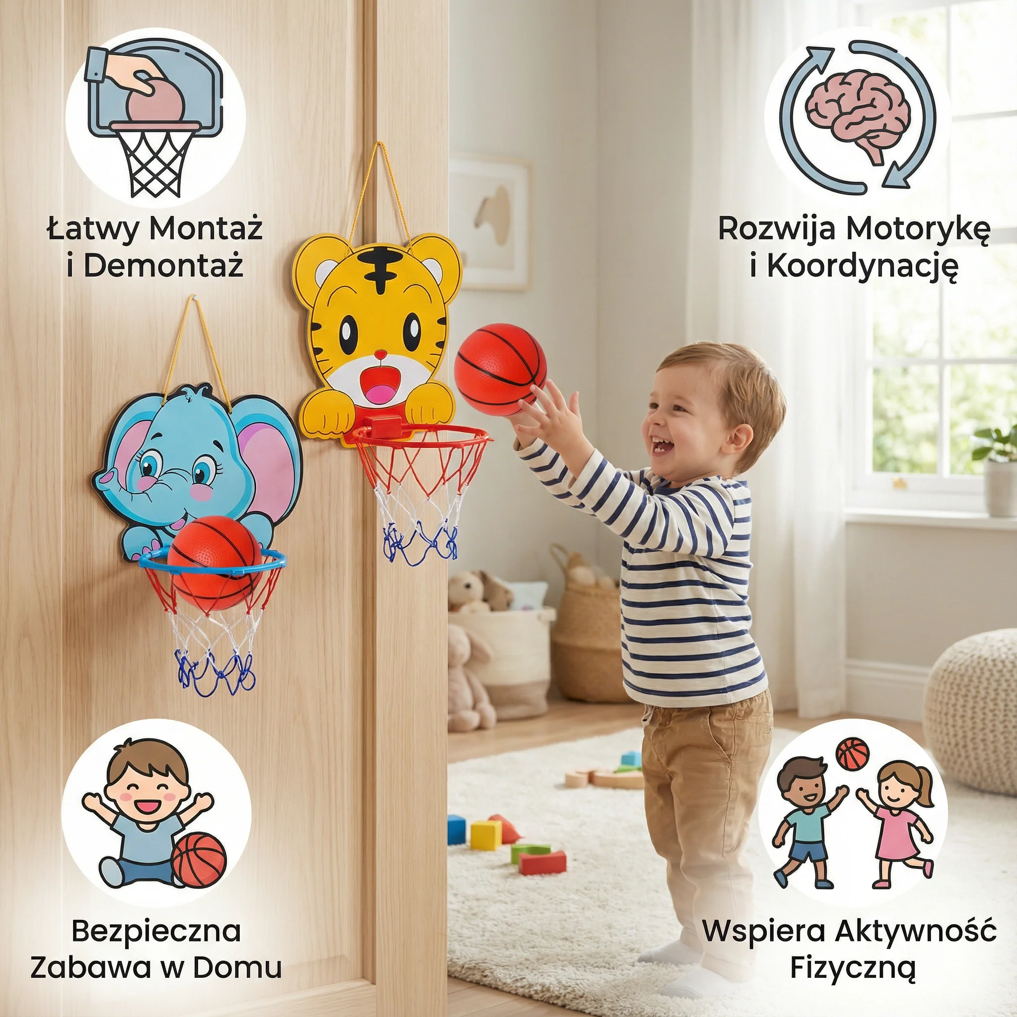 Uroczy zwierzęcy zestaw do koszykówki dla dzieci - Image 2