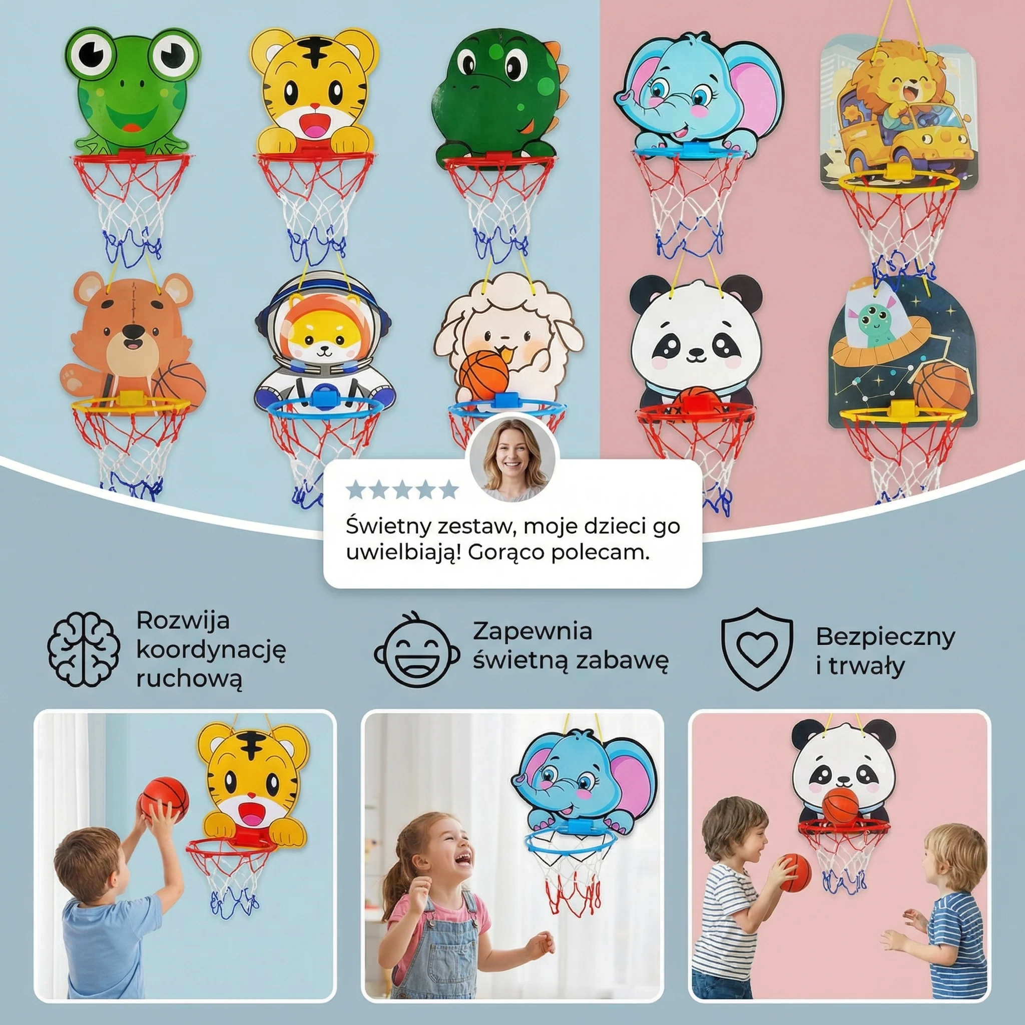 Uroczy zwierzęcy zestaw do koszykówki dla dzieci - Image 3
