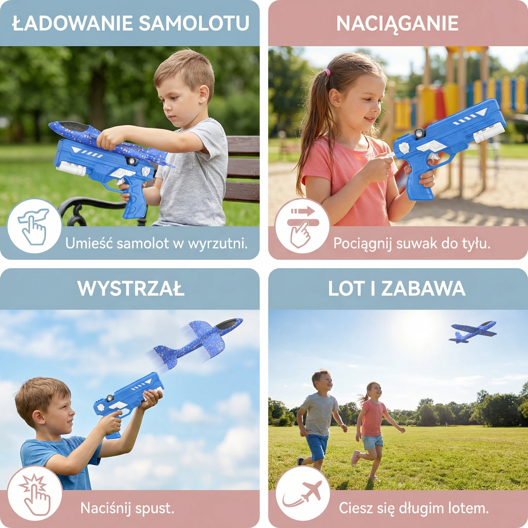 Wyrzutnia Samolotów Piankowych dla Dzieci – Interaktywna Zabawka Latająca z Pistoletem do Wyrzucania - Image 4