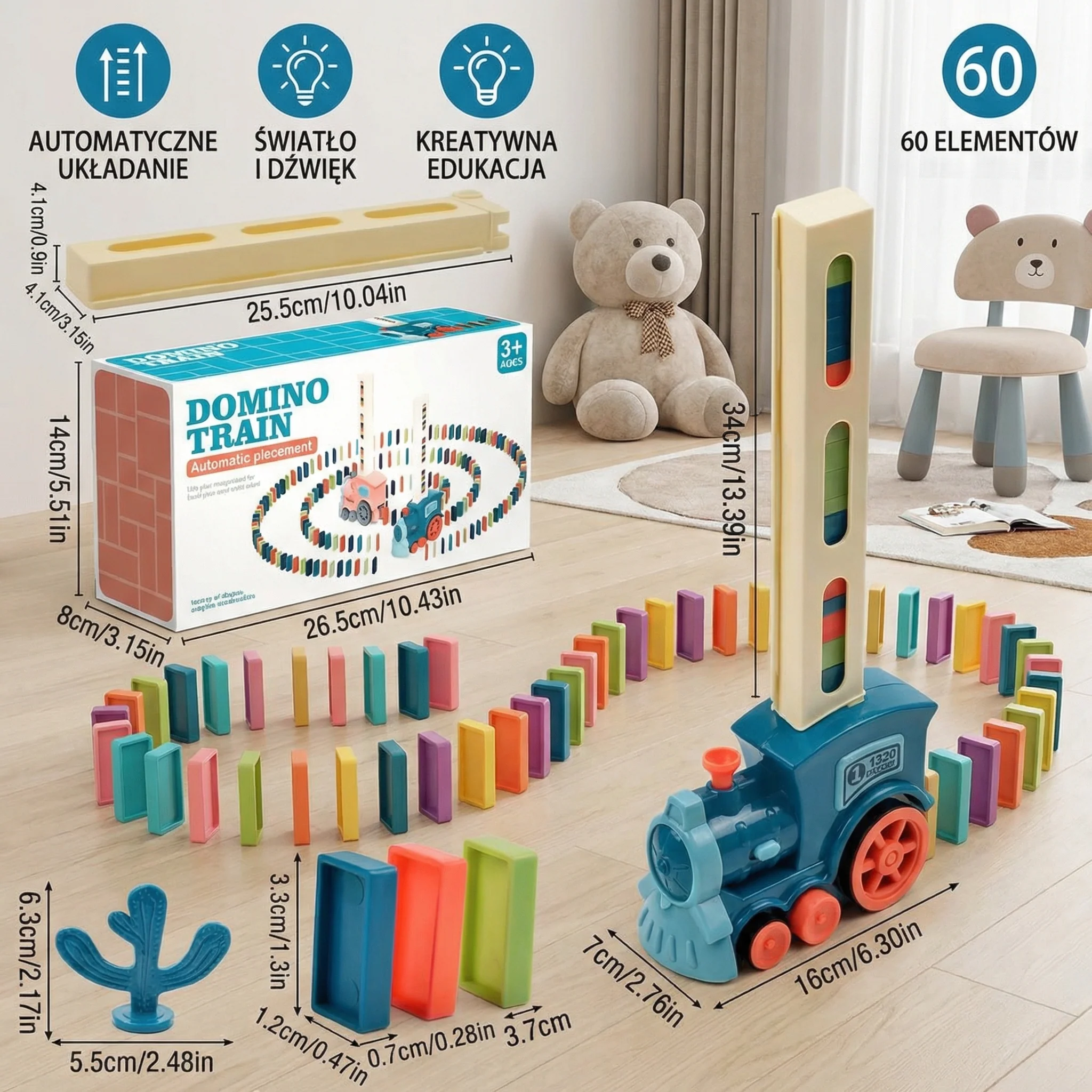 Zabawka kolejowa domino dla dzieci | Automatyczne układanie torów ze światłami i dźwiękiem dla kreatywnej zabawy edukacyjnej - Image 5