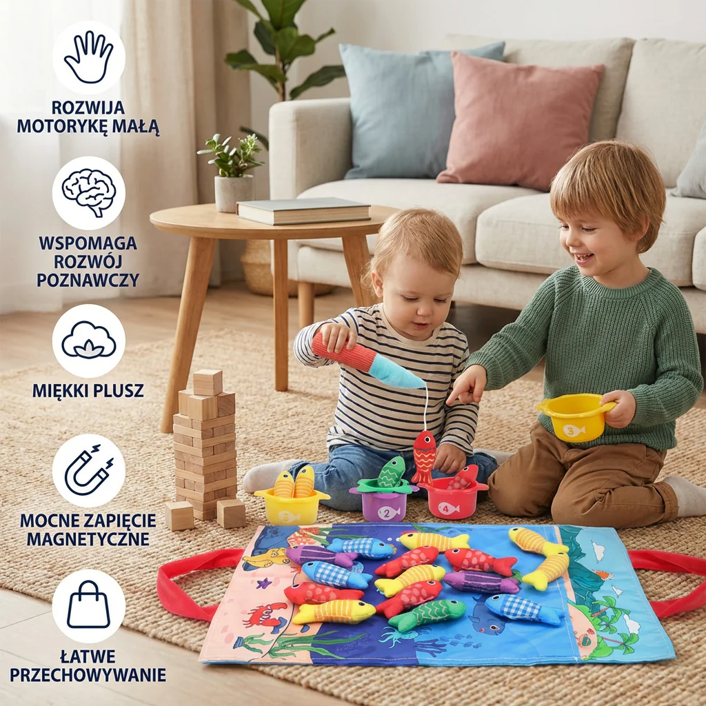 Zabawka Montessori Pluszowa Wędka do Łowienia Ryb - Image 2