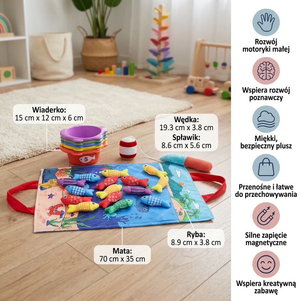 Zabawka Montessori Pluszowa Wędka do Łowienia Ryb - Image 5