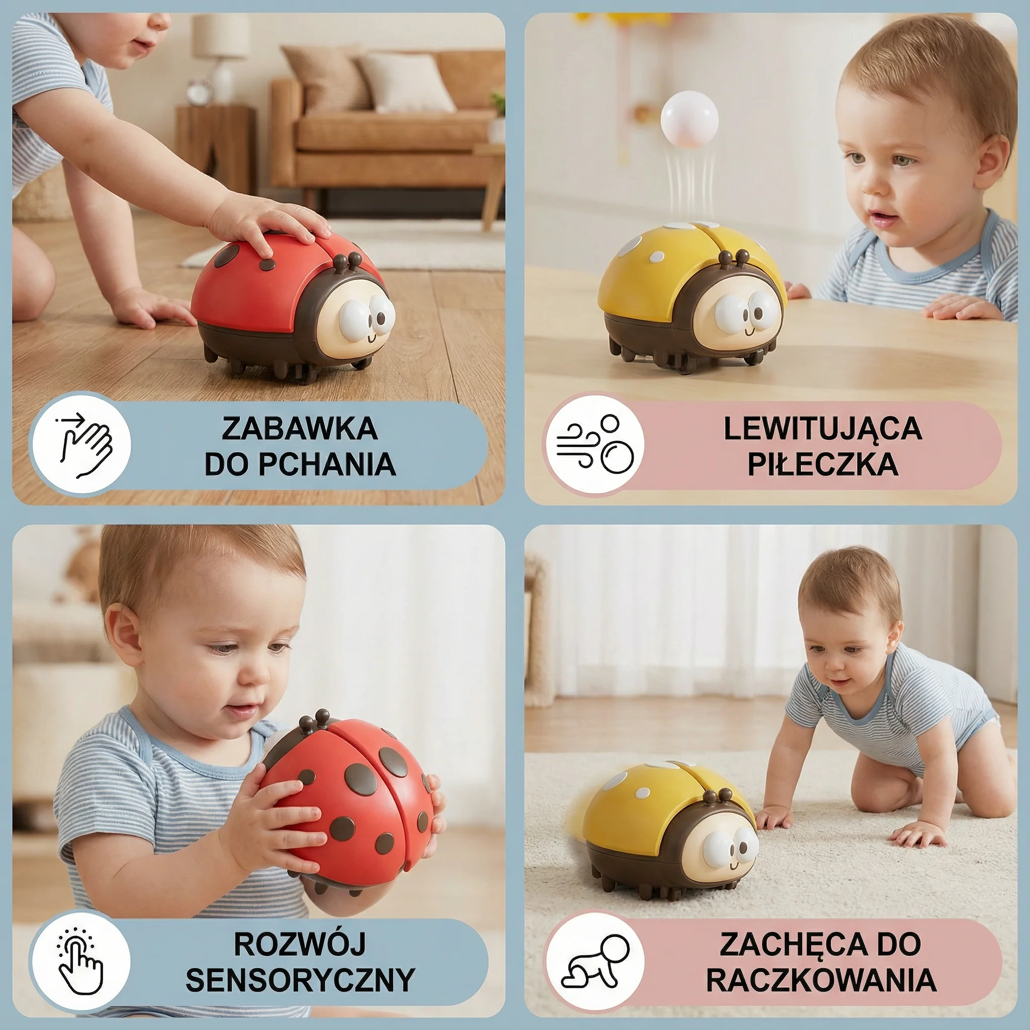 Zawieszka w kształcie biedronki dla niemowląt ⎜ Zabawka w kształcie zwierzątka rozwijająca zdolności motoryczne i koordynację ruchową - Image 4
