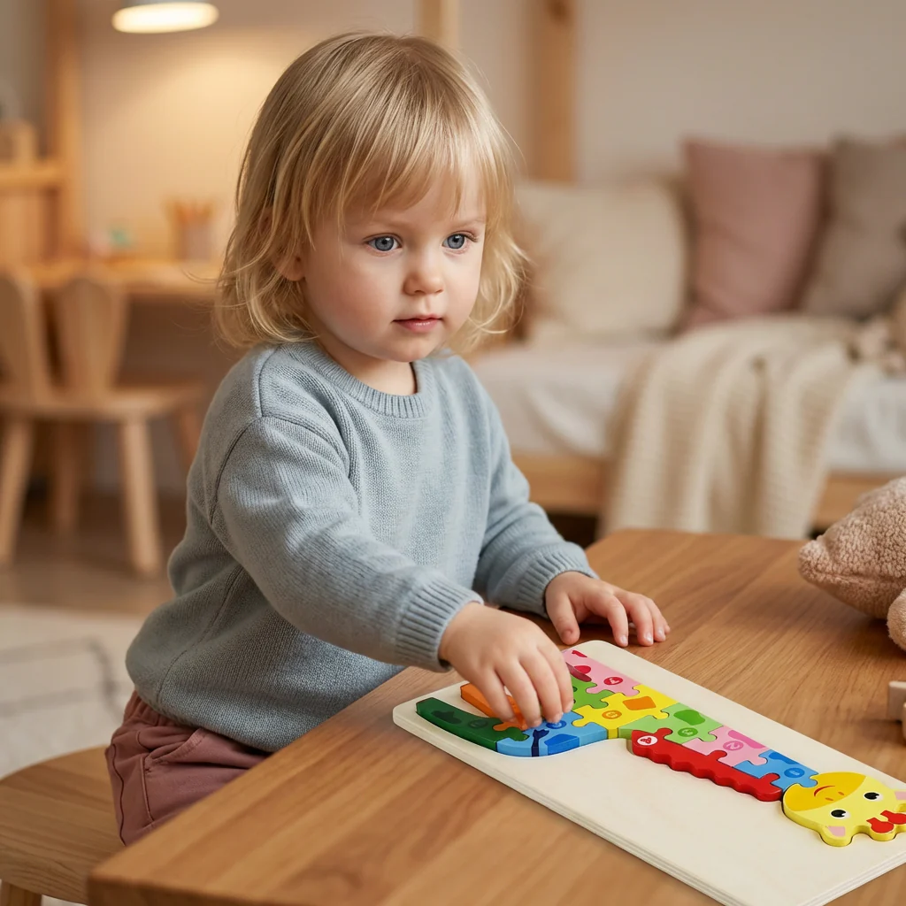 Zestaw Drewnianych Puzzli dla Dzieci – Układanka Edukacyjna z Liczbami i Zwierzętami - Image 9