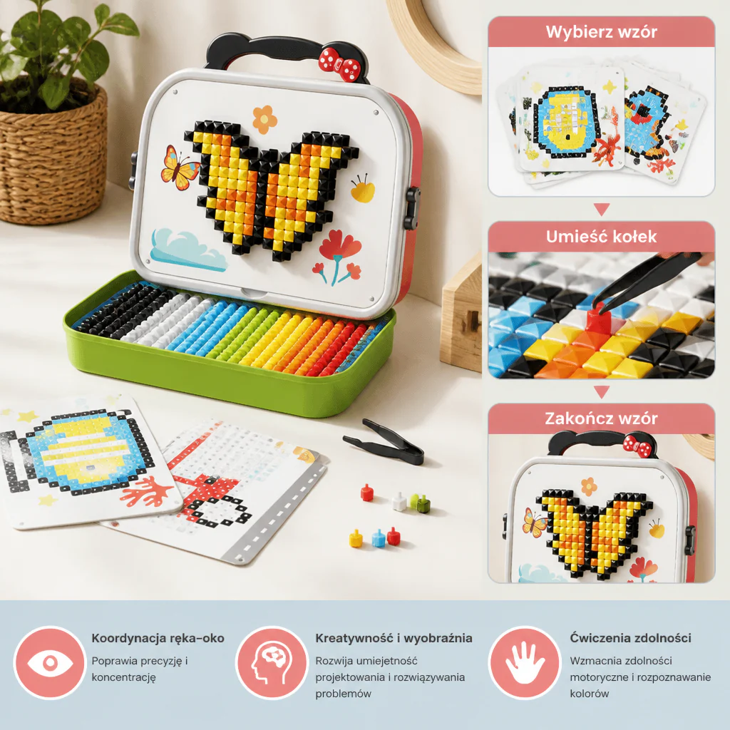 Zestaw Montessori z Mozaiką Grzybkową dla Dzieci - Image 2