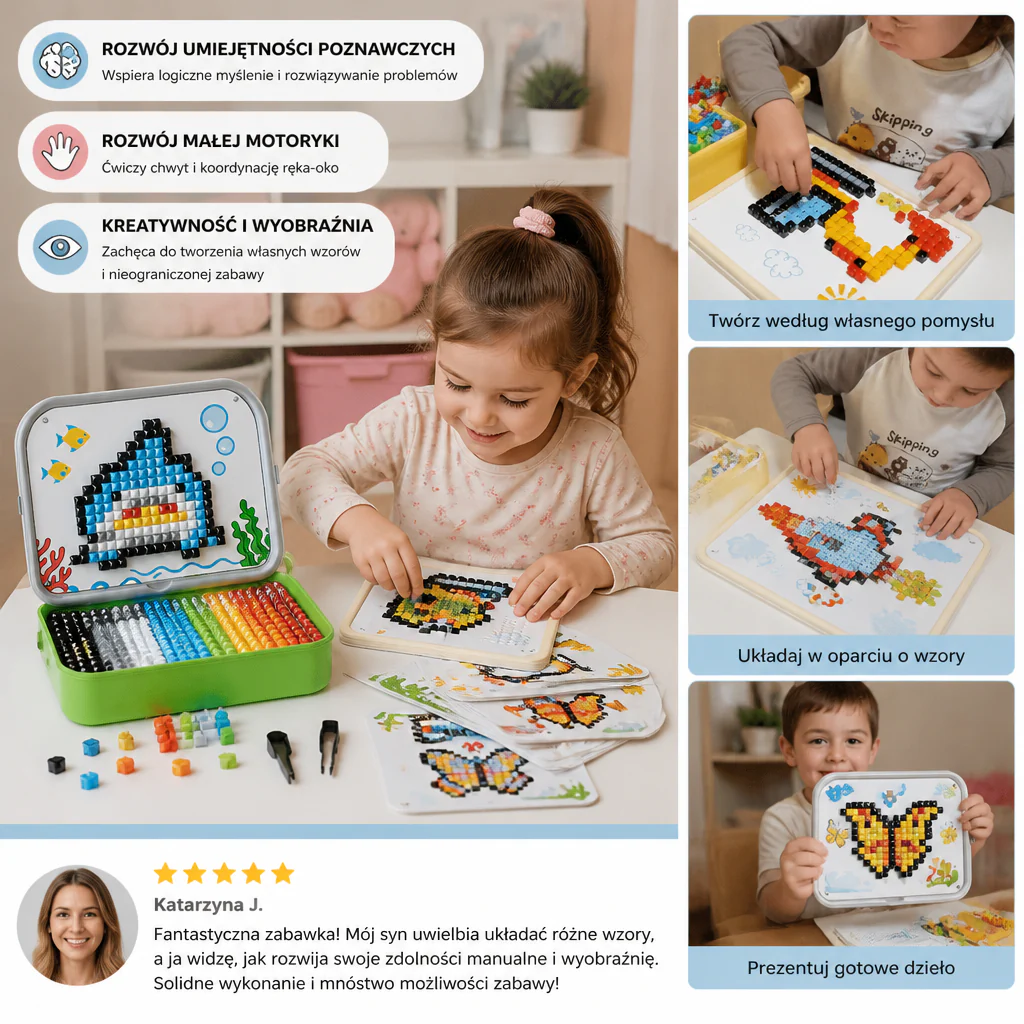 Zestaw Montessori z Mozaiką Grzybkową dla Dzieci - Image 3