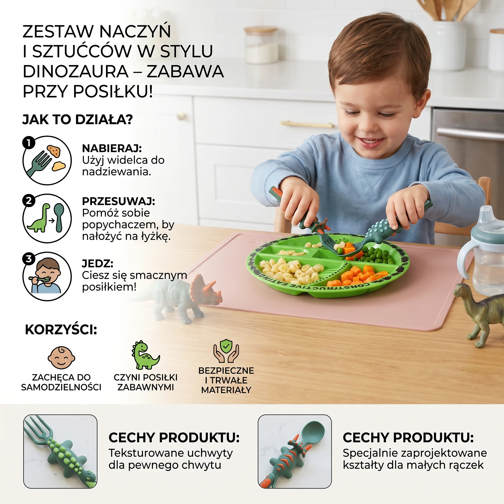 Zestaw naczyń i sztućców w stylu dinozaura - Image 5