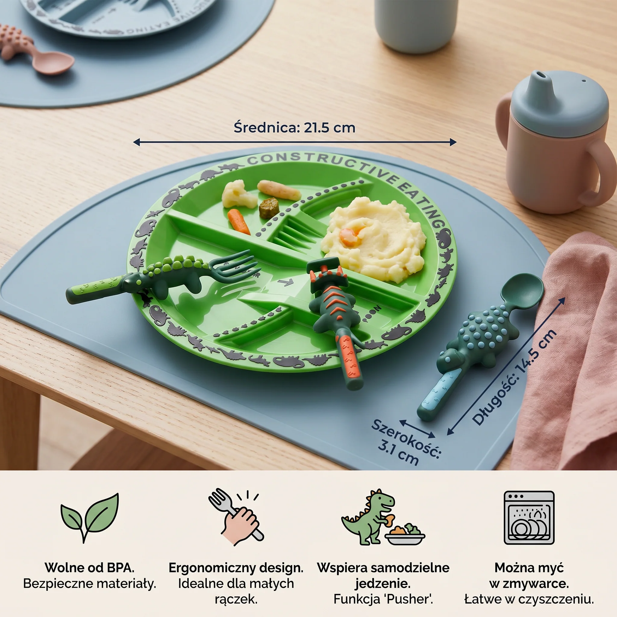 Zestaw naczyń i sztućców w stylu dinozaura - Image 6